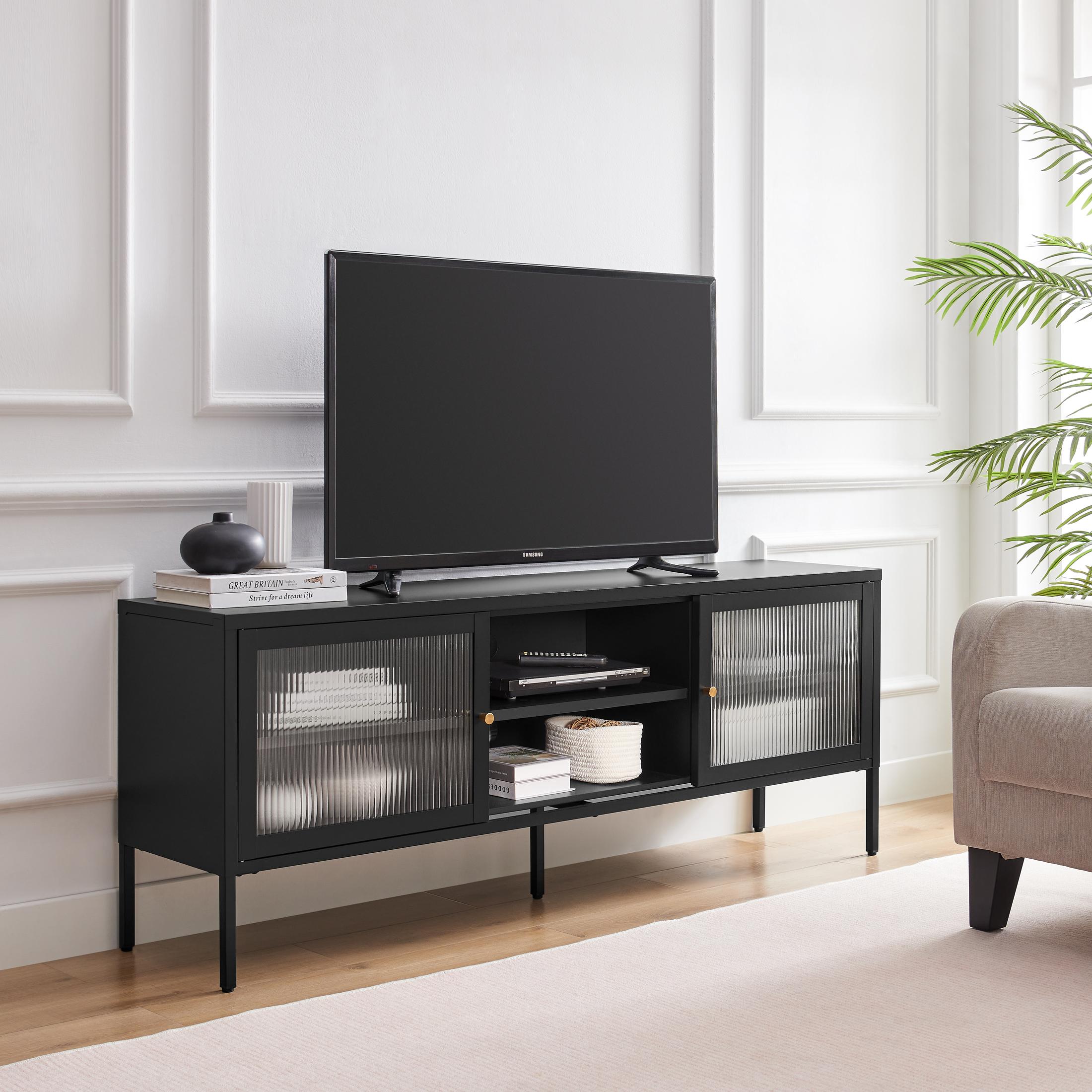 Kafe Black Metal 2 Door Storage TV Stand — image 7