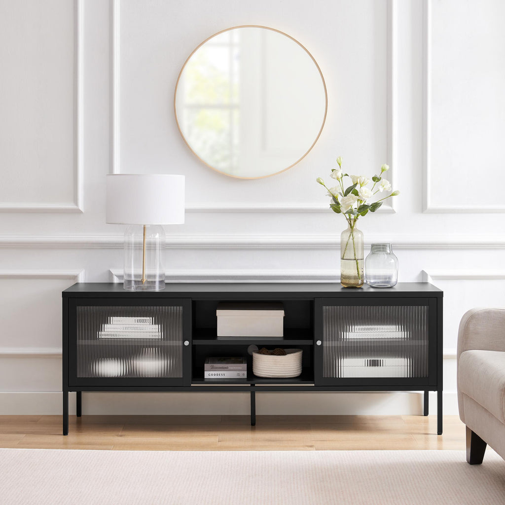 Kafe Black Metal 2 Door Storage TV Stand — image 2