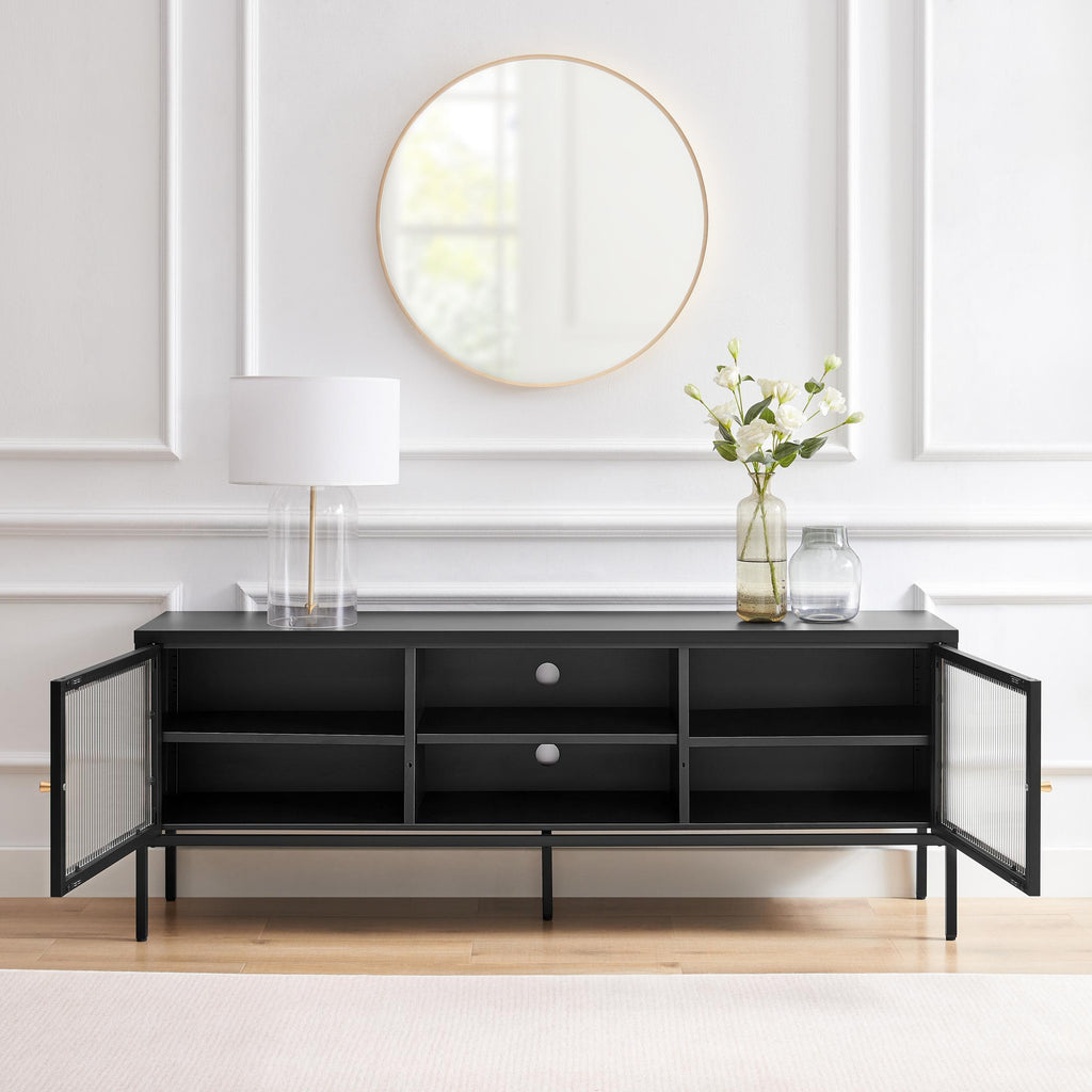 Kafe Black Metal 2 Door Storage TV Stand — image 3