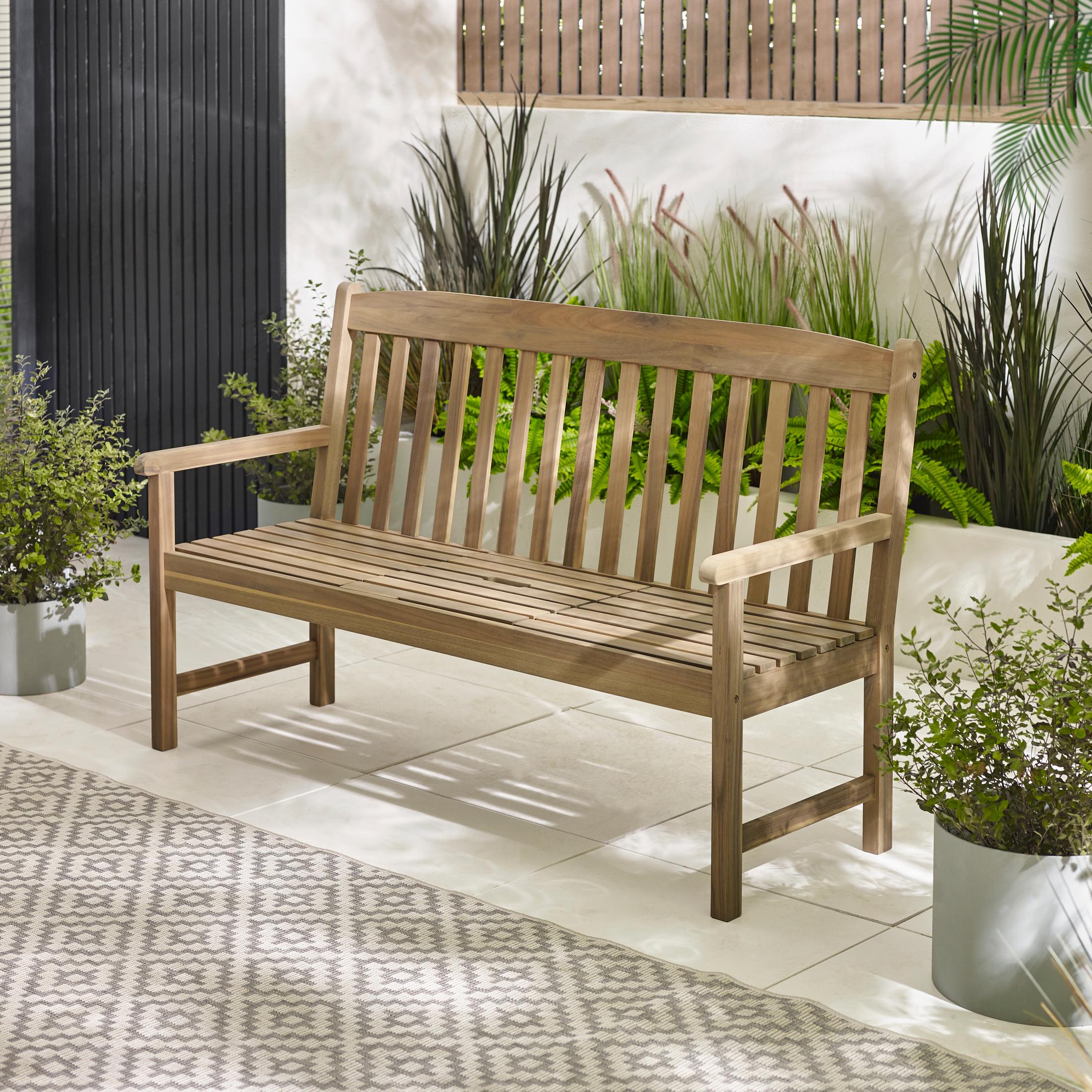 Lox 2 Seat Wood Garden Bench with Table — image 3