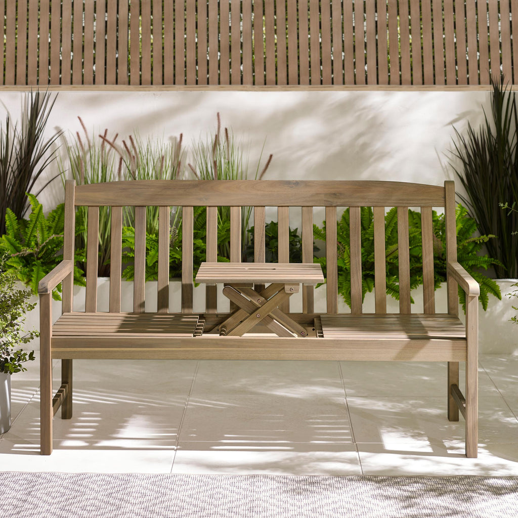 Lox 2 Seat Wood Garden Bench with Table — image 4