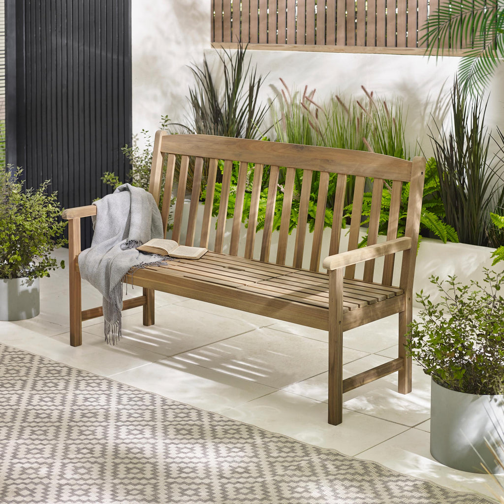 Lox 2 Seat Wood Garden Bench with Table — image 2