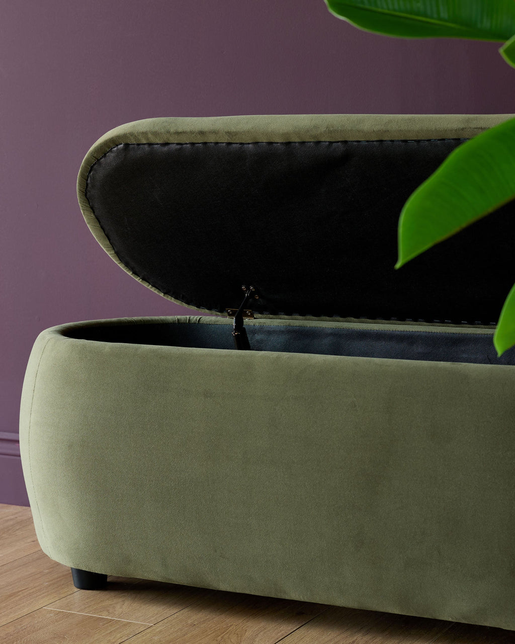 Lani olive green velvet storage ottoman bench — image 10
