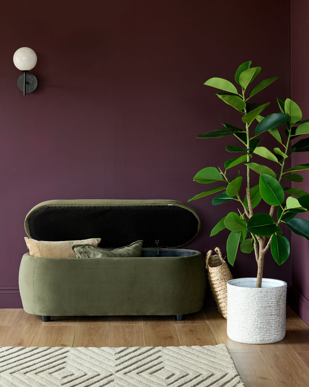 Lani olive green velvet storage ottoman bench — image 9