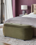 Lani olive green velvet storage ottoman bench — image 1