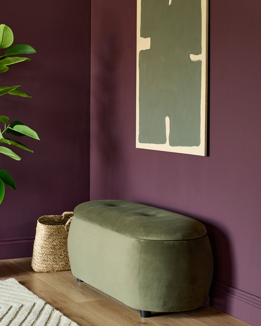 Lani olive green velvet storage ottoman bench — image 8