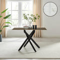 Leonardo Rectangle Brown/Grey Marble Glass & Black Metal 4 Seat Dining Table — image 1
