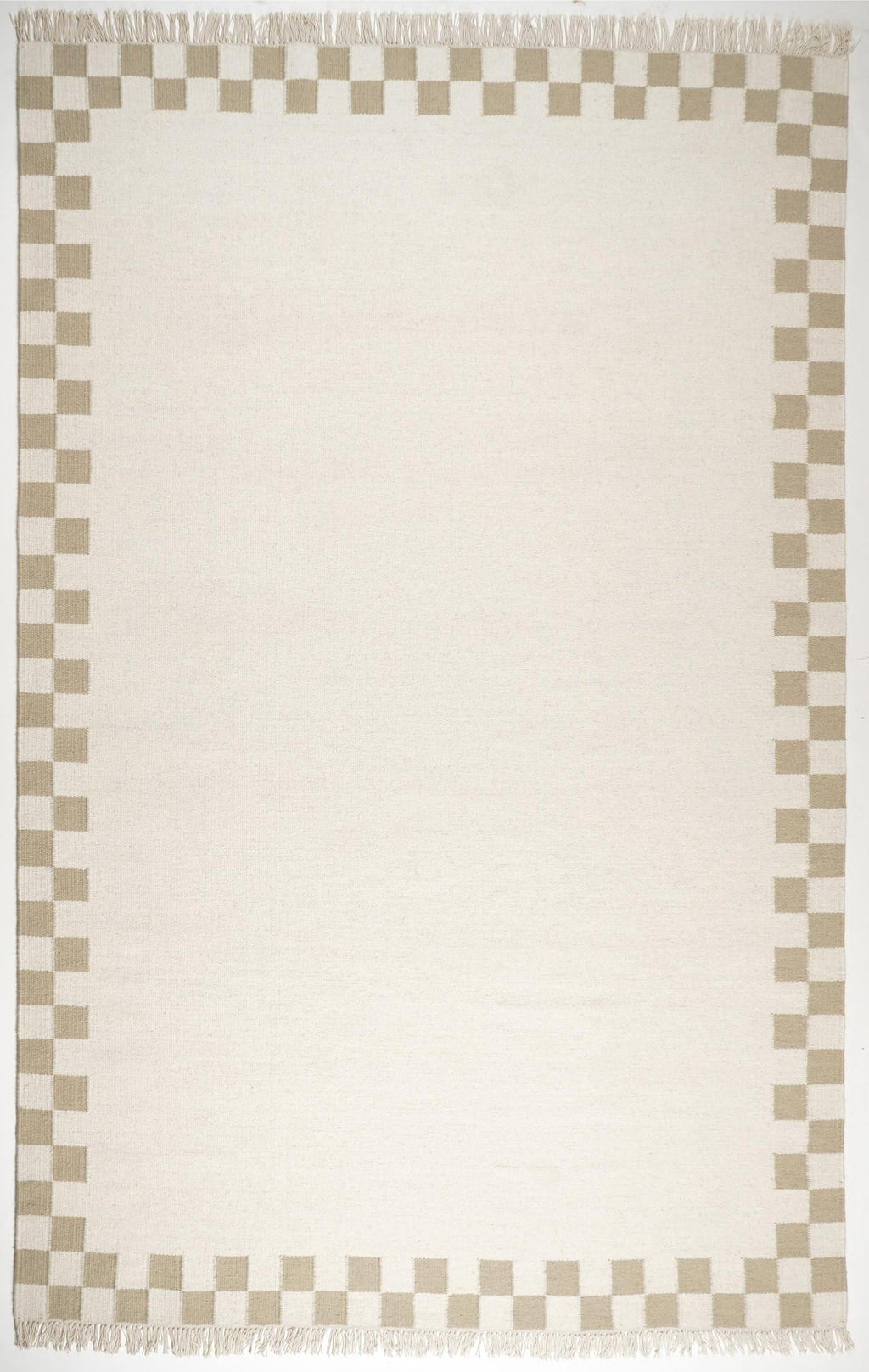 Matilda White & Beige Check Border Flatweave Rug 200x290cm — image 8