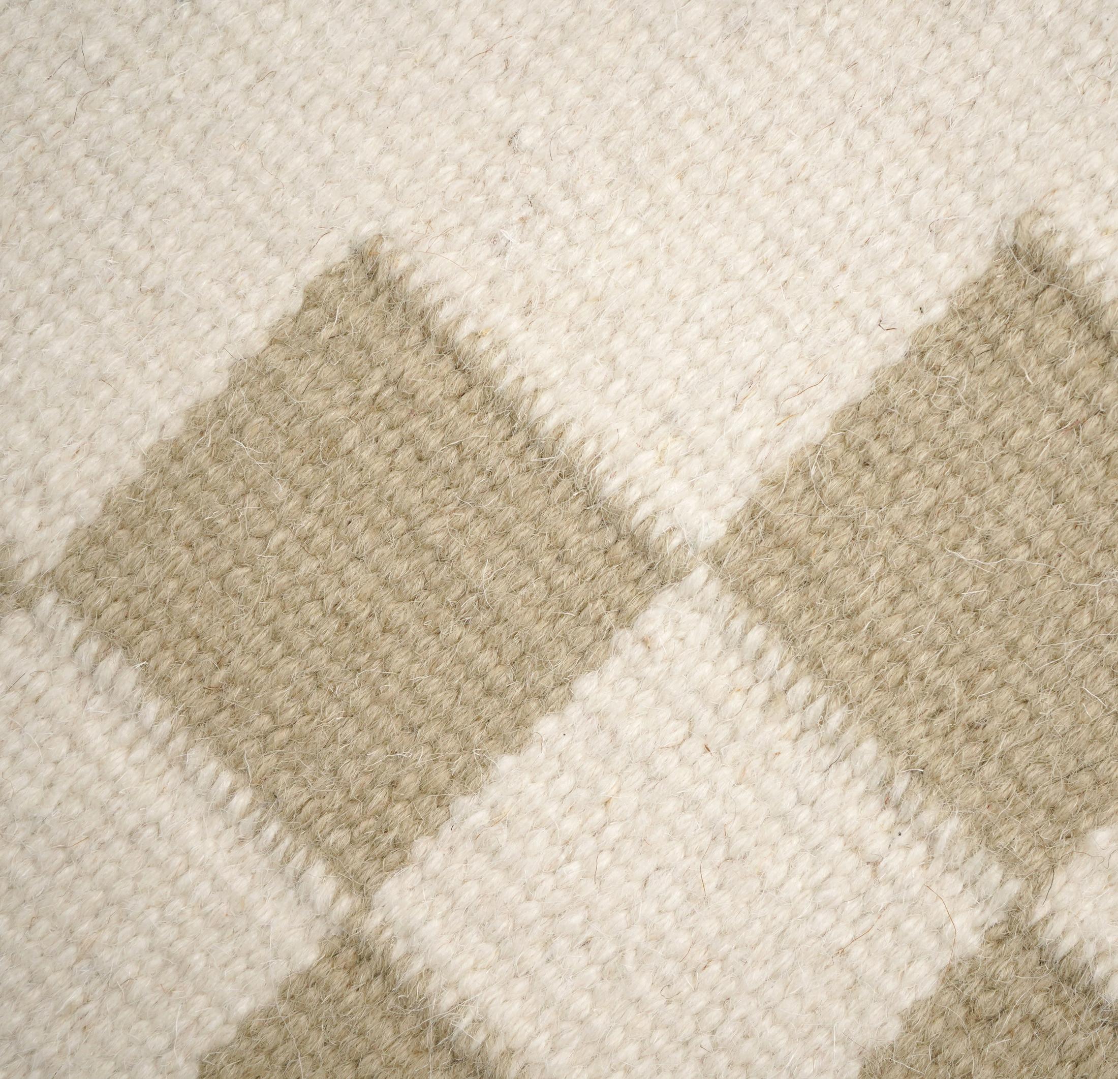 Matilda White & Beige Check Border Flatweave Rug 200x290cm — image 3