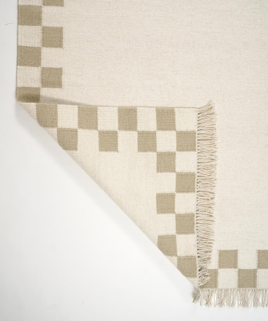 Matilda White & Beige Check Border Flatweave Rug 200x290cm — image 6