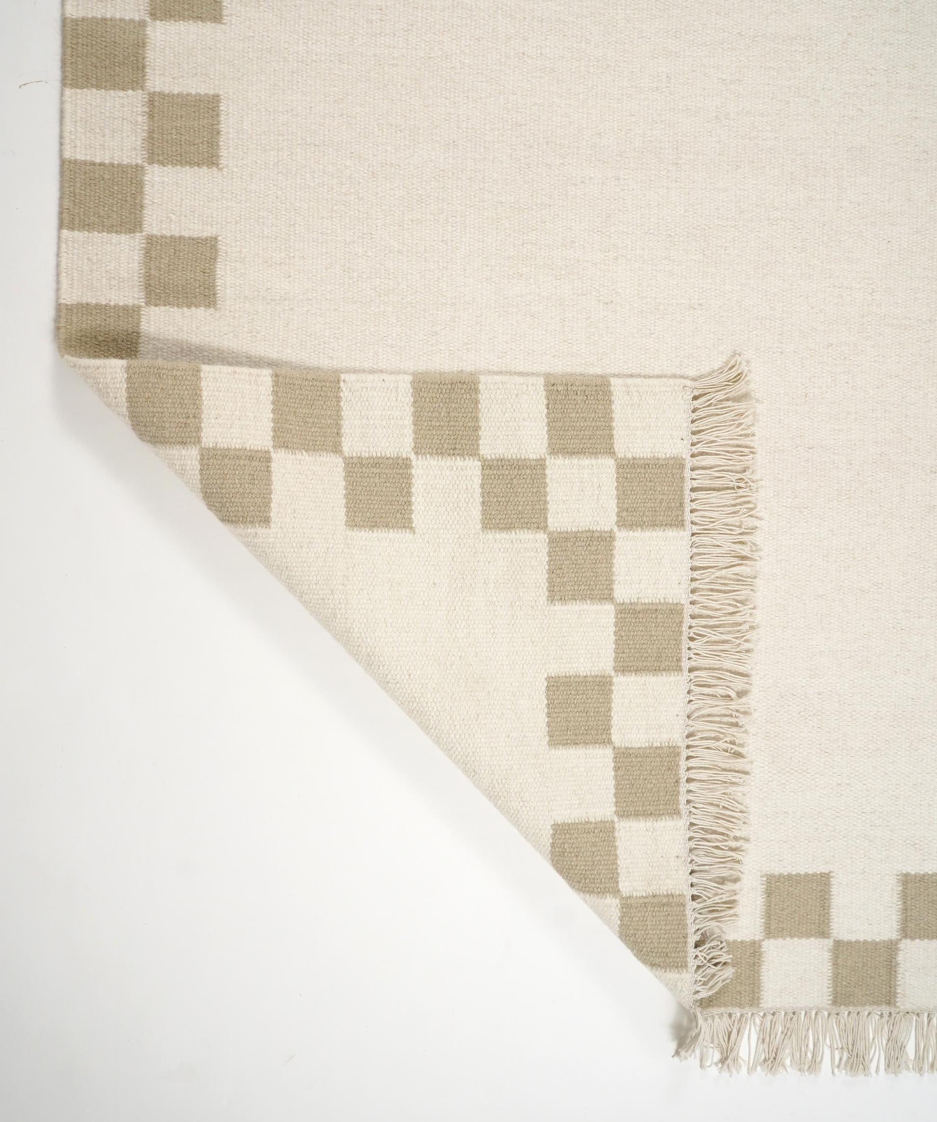 Matilda White & Beige Check Border Flatweave Rug 200x290cm — image 6