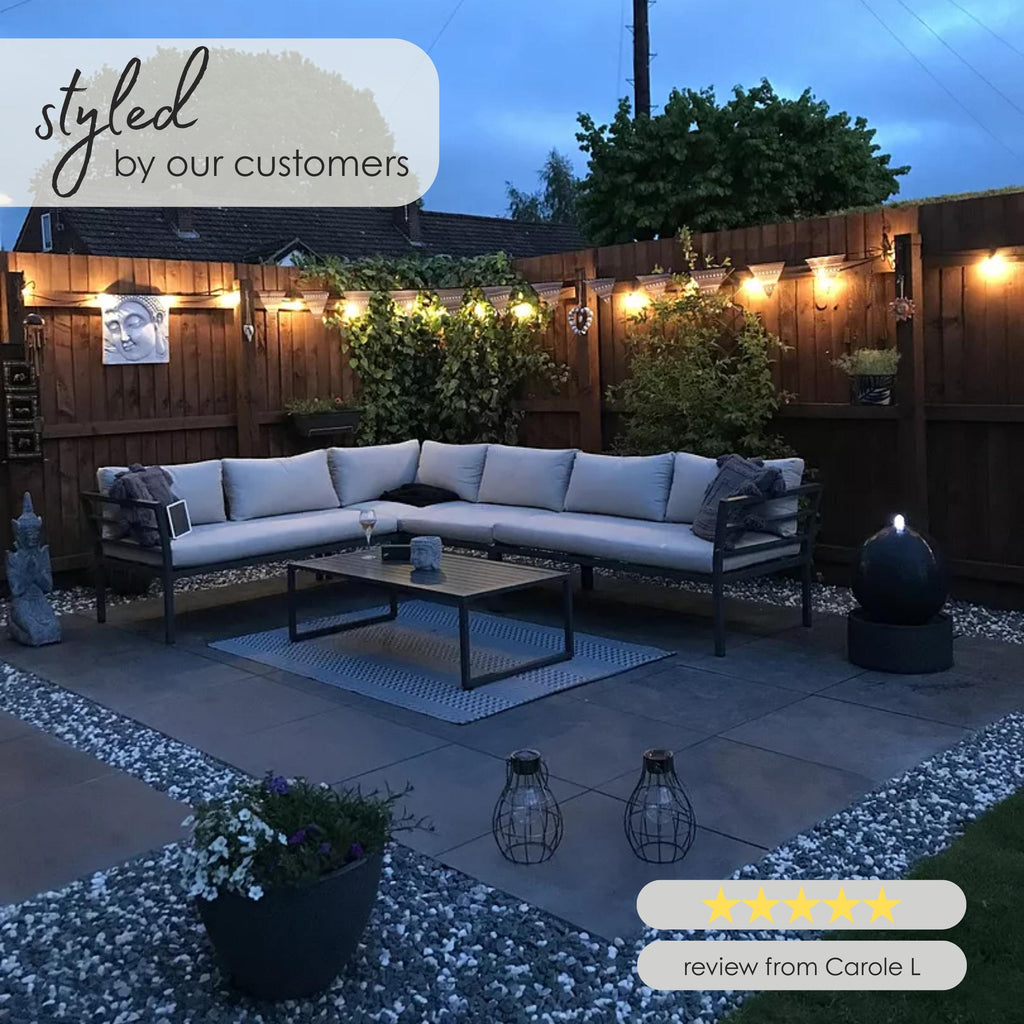 Montenegro Grey Metal & Light Grey 6 Seat Corner Garden Sofa Set — image 9
