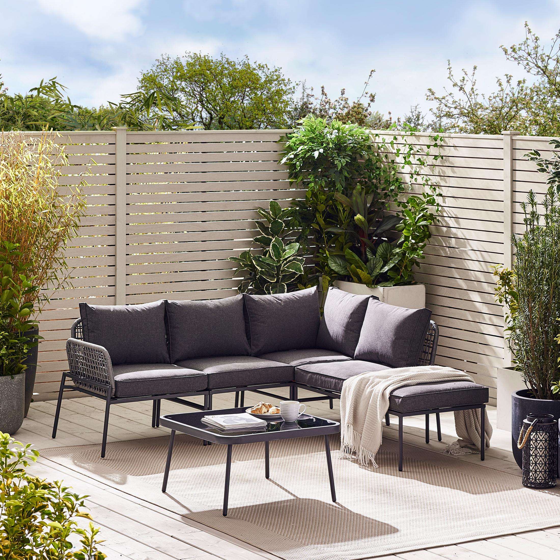 Maldives Grey Rattan & Grey 5 Seat Garden Sofa Set — image 1