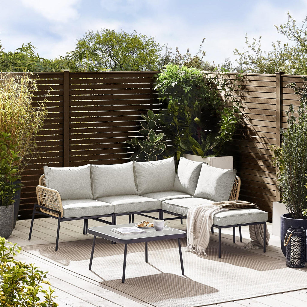 Maldives Beige Rattan & Taupe 5 Seat Garden Sofa Set — image 1