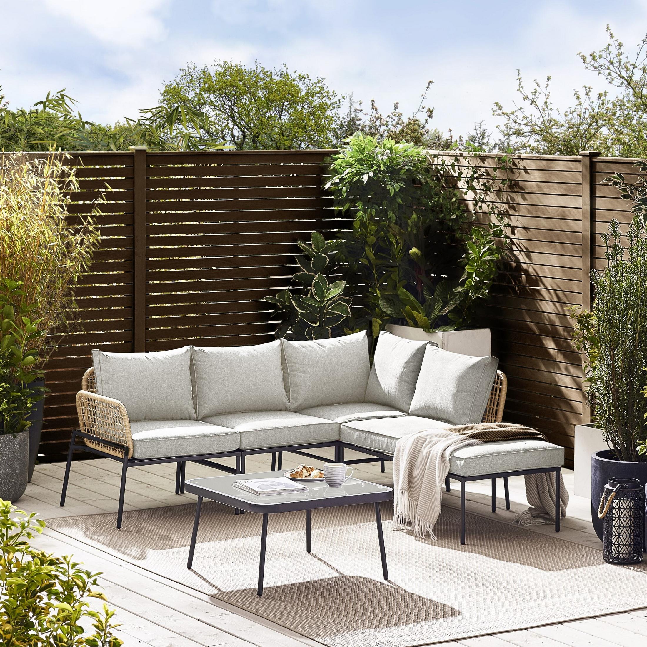 Maldives Beige Rattan & Taupe 5 Seat Garden Sofa Set — image 1