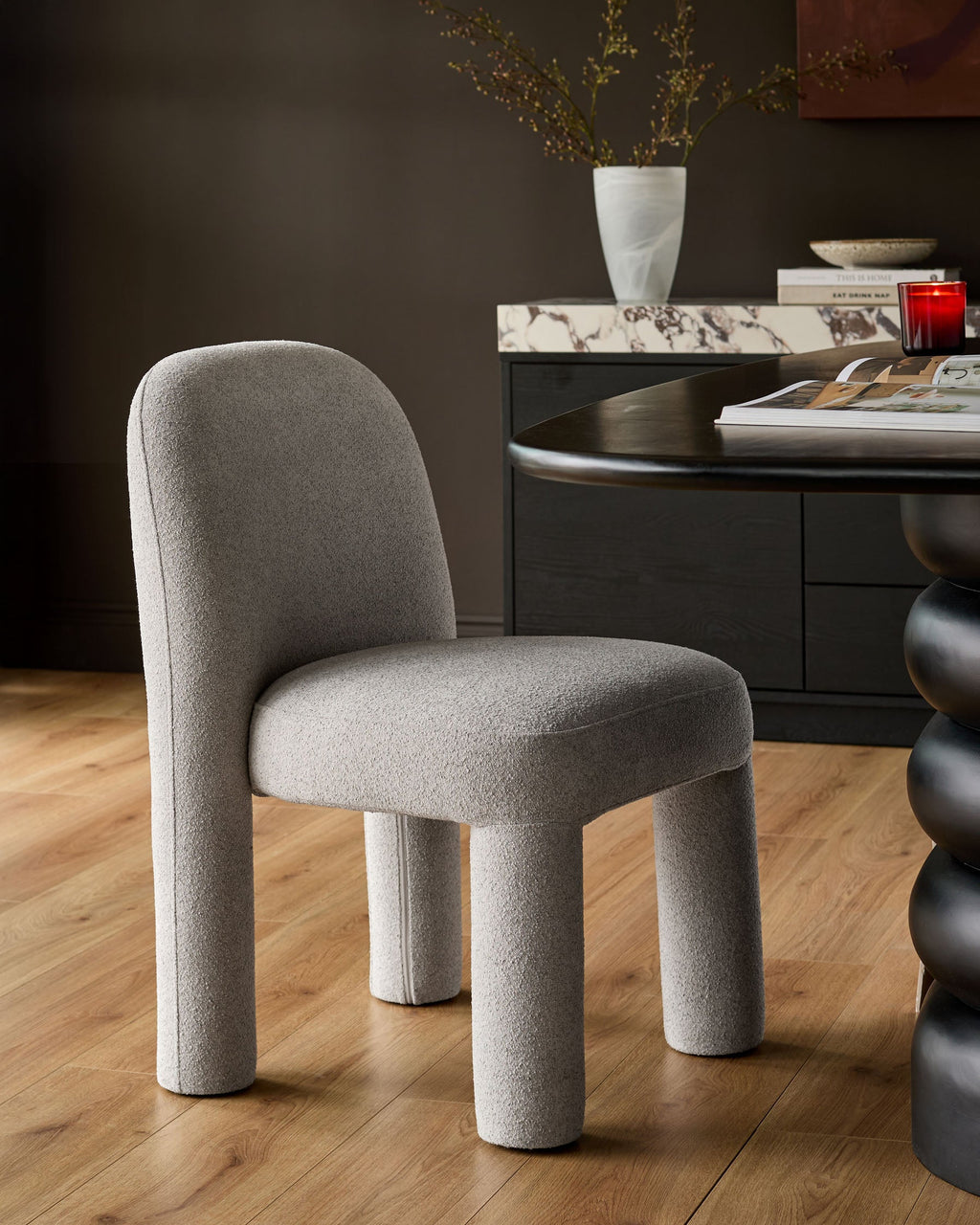 Mason light grey boucle dining chair — image 1