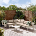 Montenegro White Metal & Taupe 6 Seat Corner Garden Sofa Set — image 1