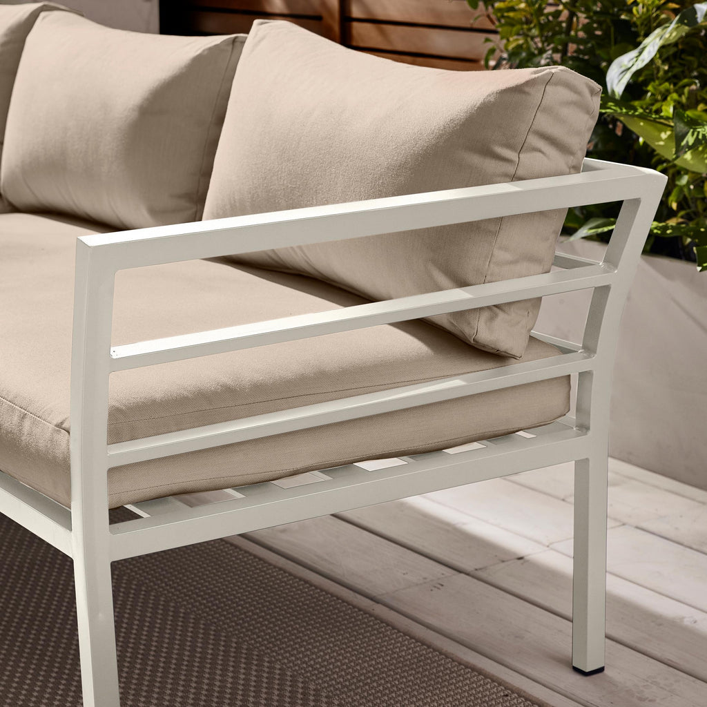 Montenegro White Metal & Taupe 6 Seat Corner Garden Sofa Set — image 3