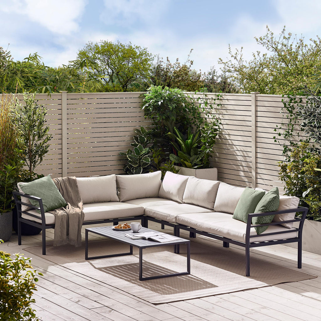 Montenegro Grey Metal & Light Grey 6 Seat Corner Garden Sofa Set — image 10