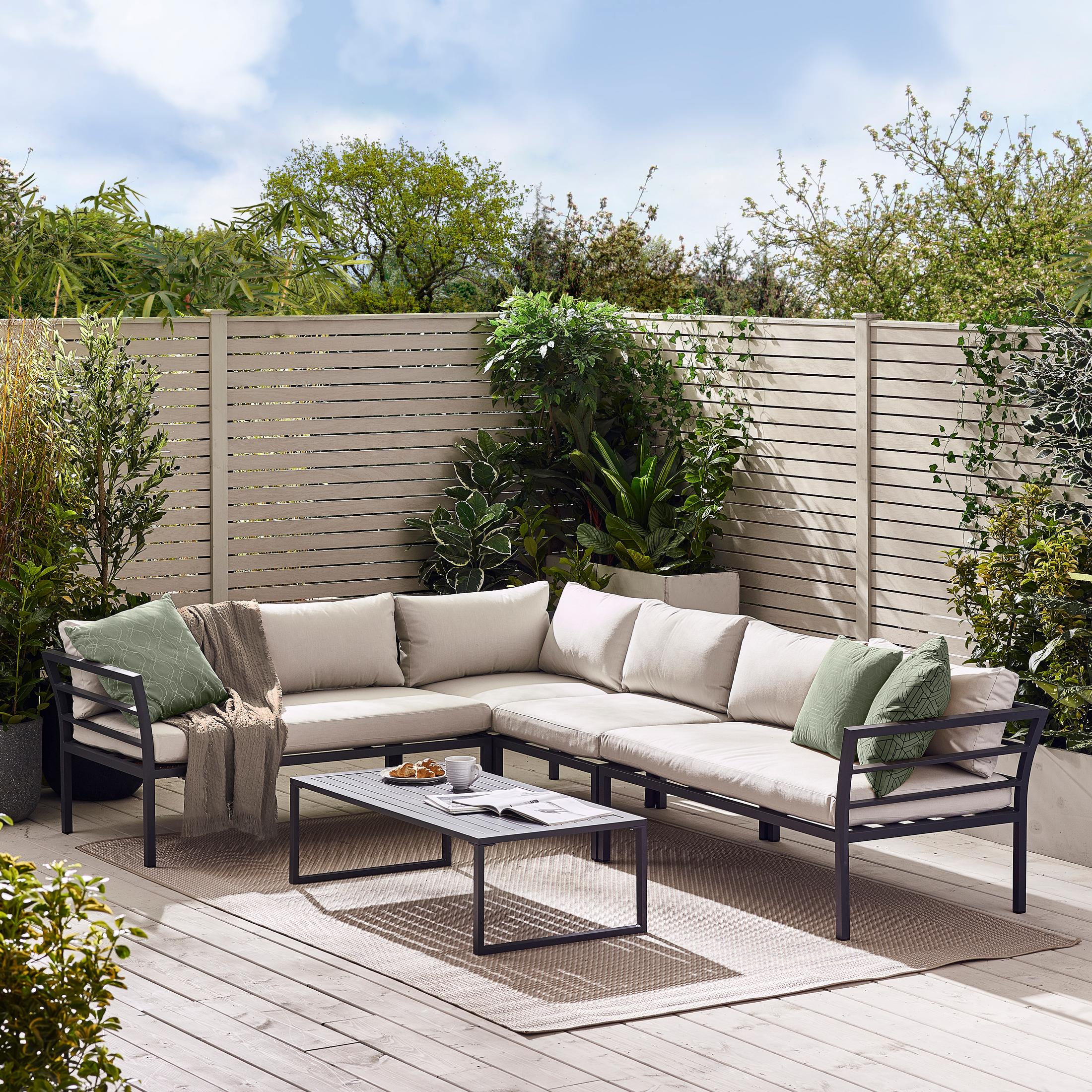 Montenegro Grey Metal & Light Grey 6 Seat Corner Garden Sofa Set — image 1