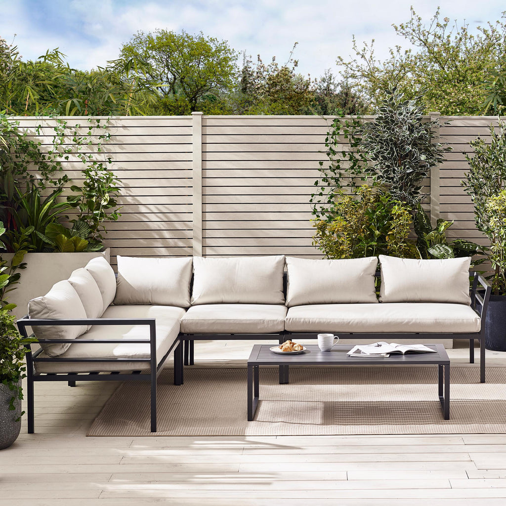 Montenegro Grey Metal & Light Grey 6 Seat Corner Garden Sofa Set — image 2