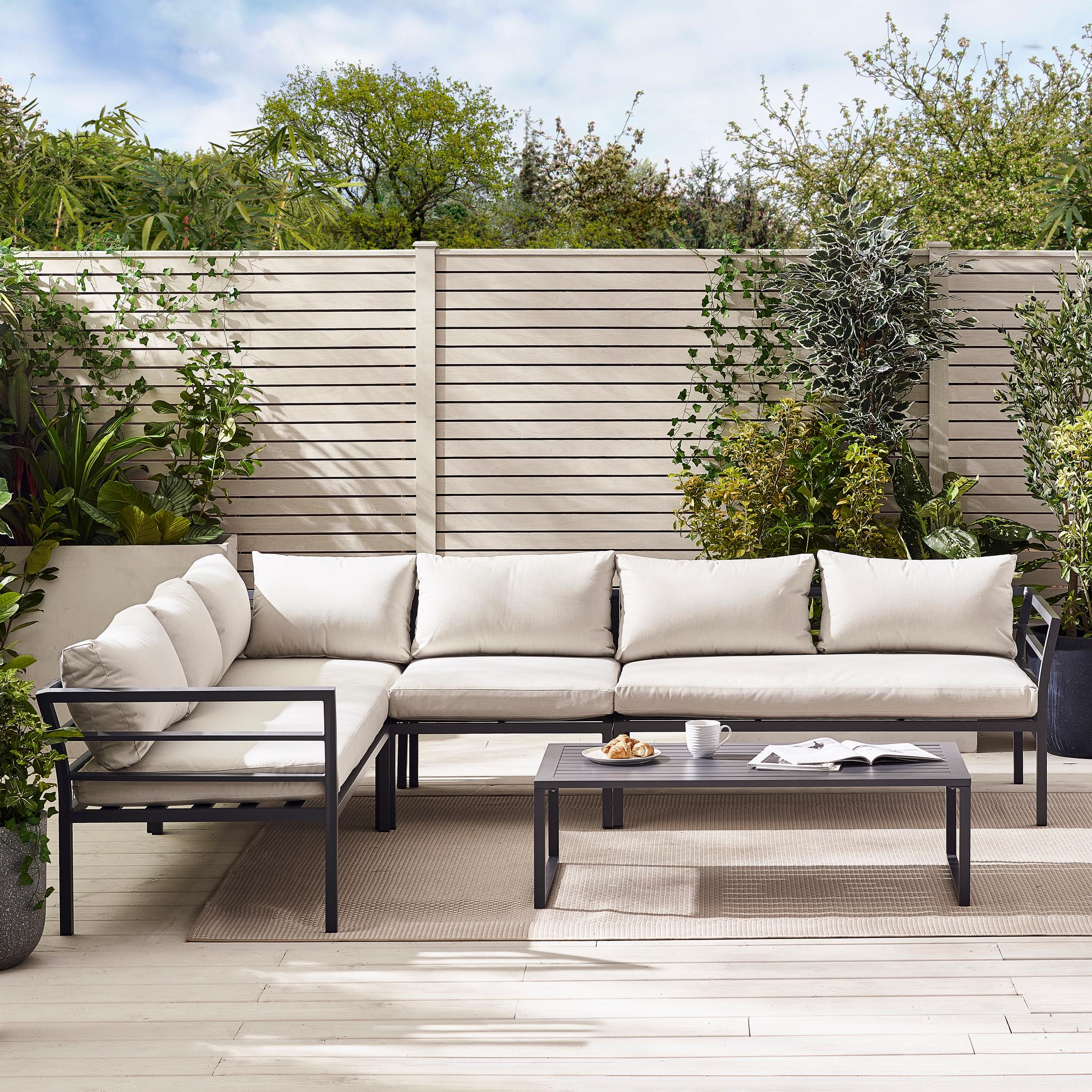 Montenegro Grey Metal & Light Grey 6 Seat Corner Garden Sofa Set — image 2
