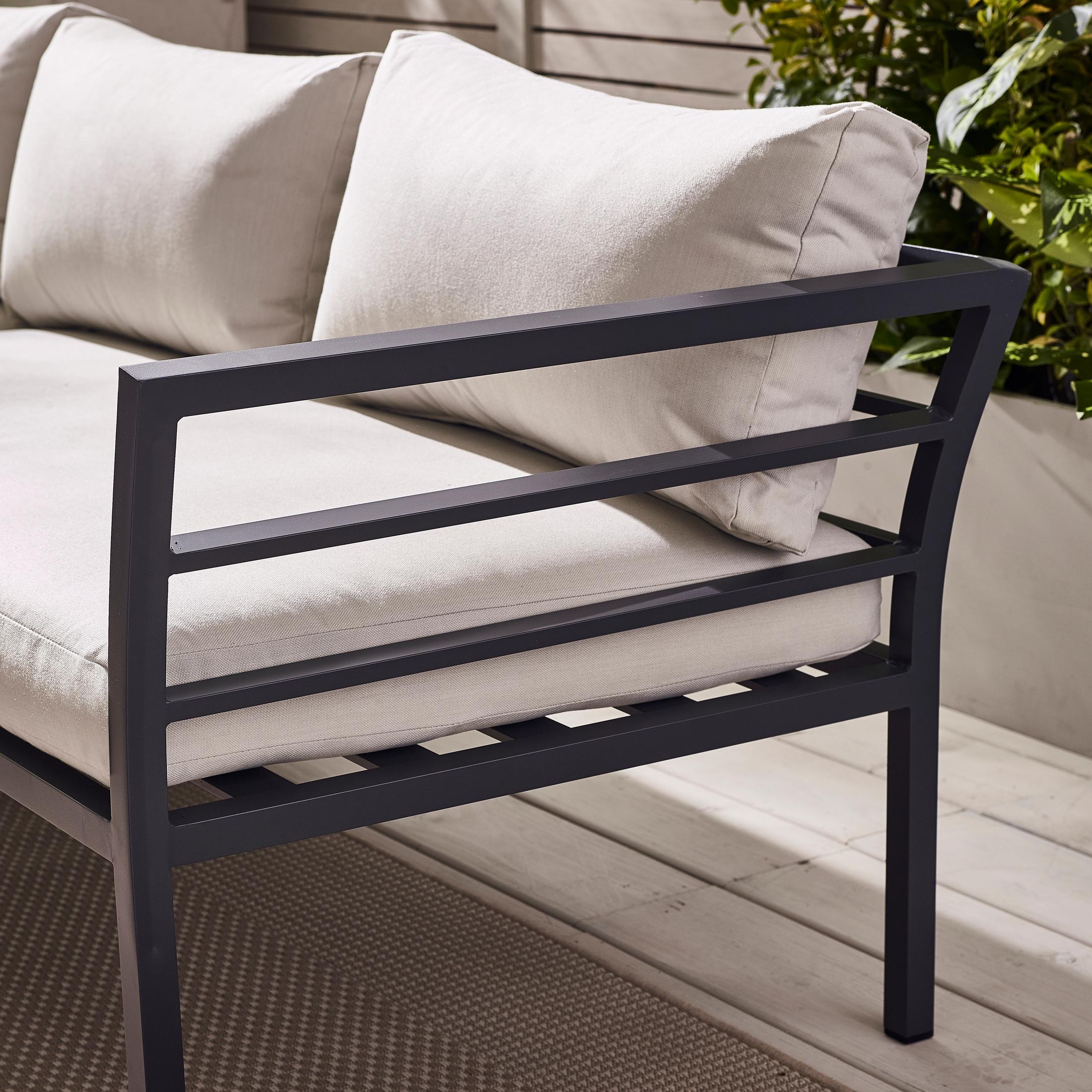 Montenegro Grey Metal & Light Grey 6 Seat Corner Garden Sofa Set — image 3
