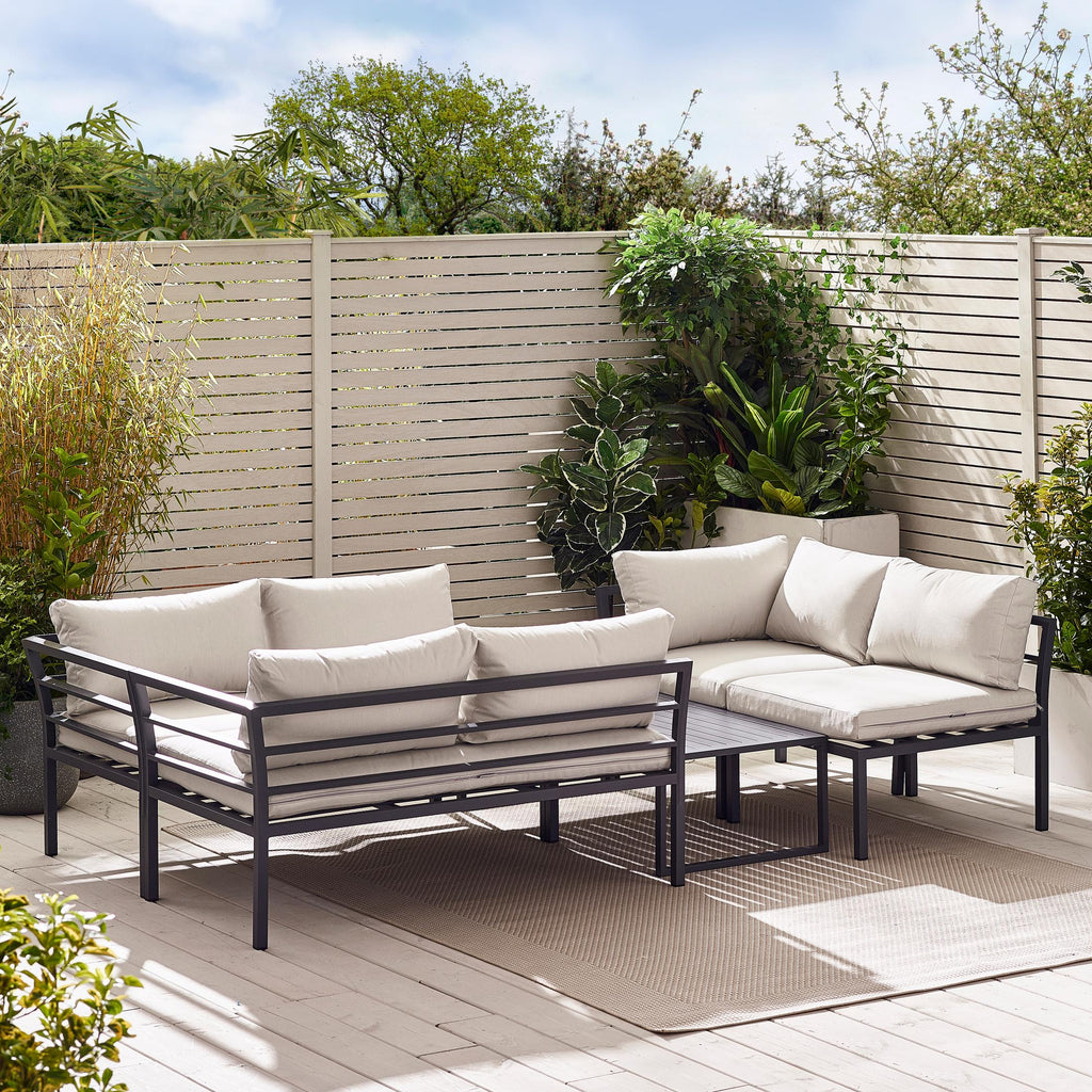 Montenegro Grey Metal & Light Grey 6 Seat Corner Garden Sofa Set — image 7