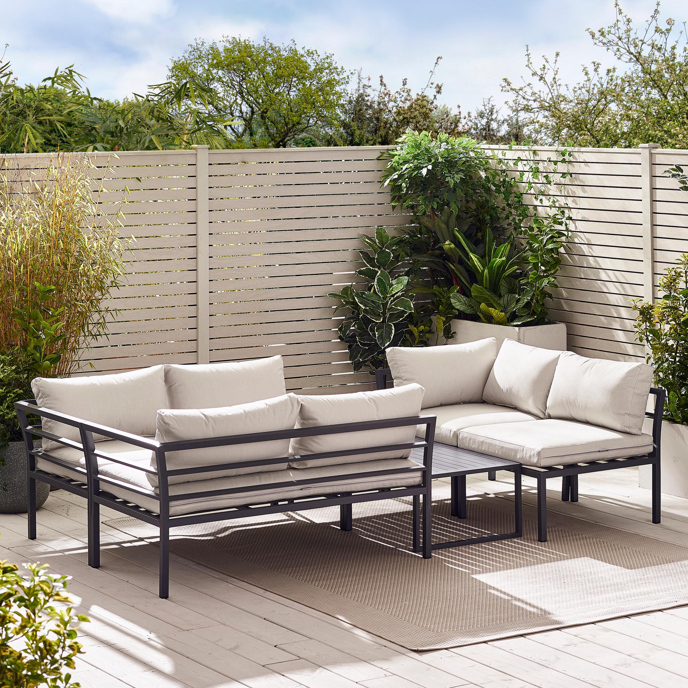 Montenegro Grey Metal & Light Grey 6 Seat Corner Garden Sofa Set — image 7