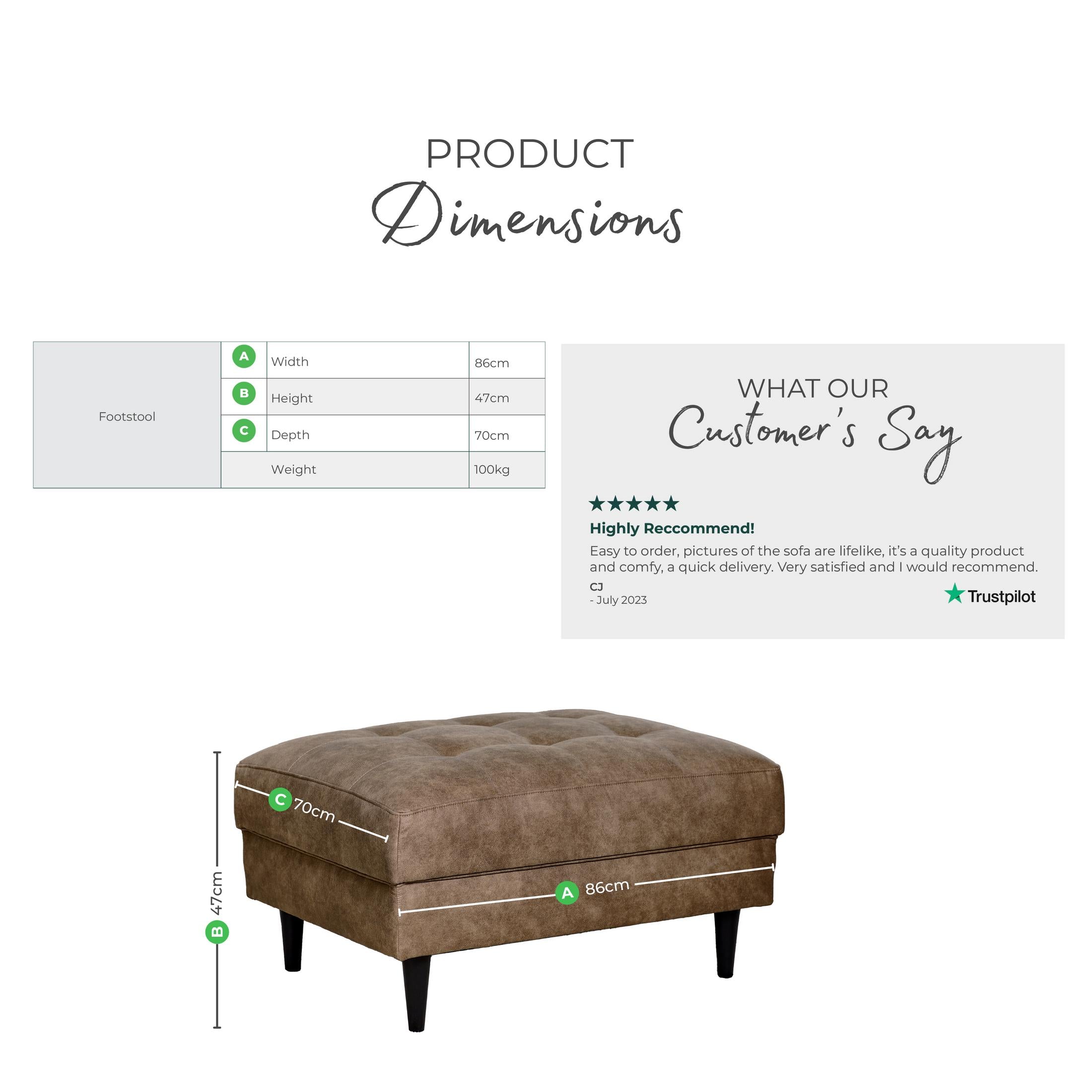 Jolene Brown Faux Leather Footstool — image 10