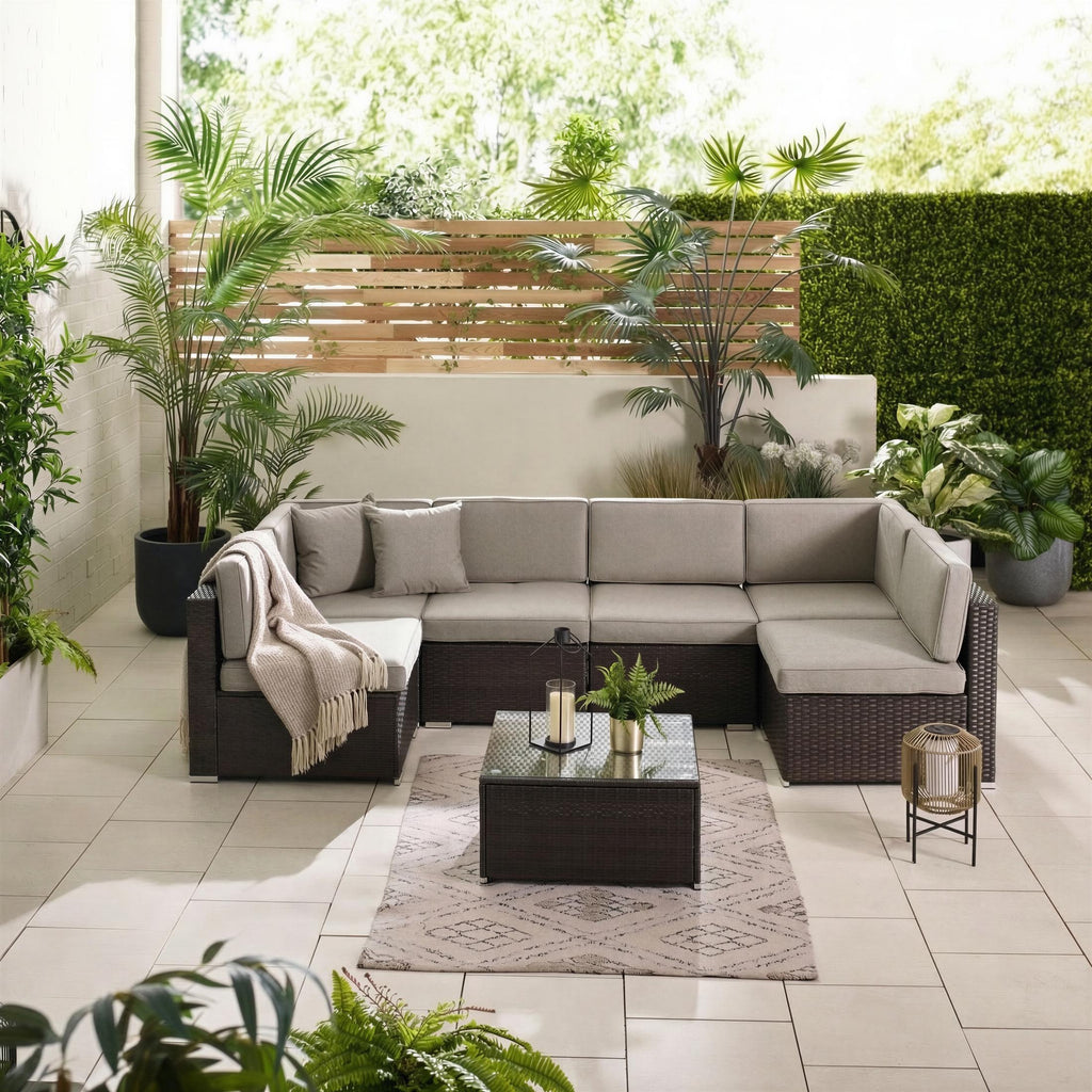 Orlando Brown Rattan & Brown 6 Seat Modular Garden Sofa — image 10