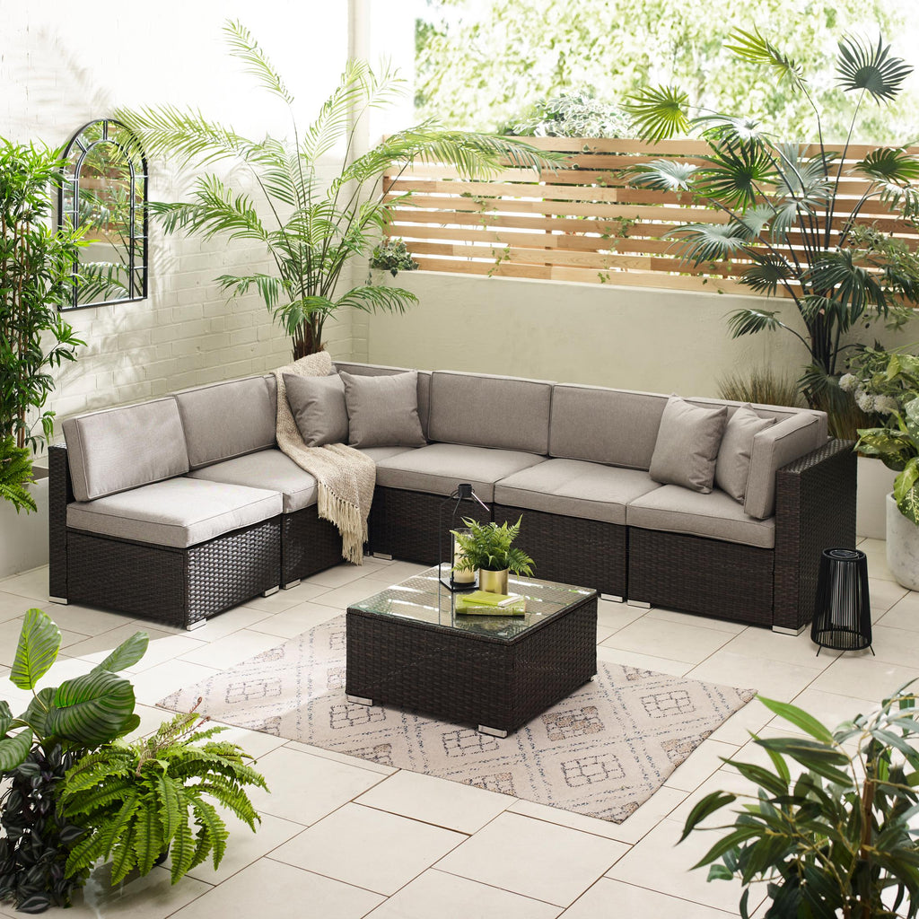 Orlando Brown Rattan & Brown 6 Seat Modular Garden Sofa — image 3