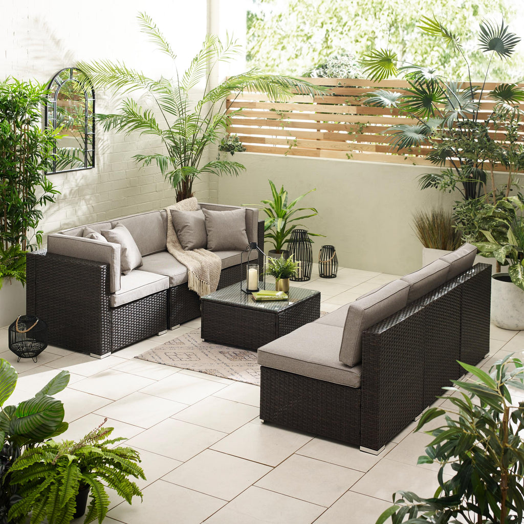 Orlando Brown Rattan & Brown 6 Seat Modular Garden Sofa — image 4