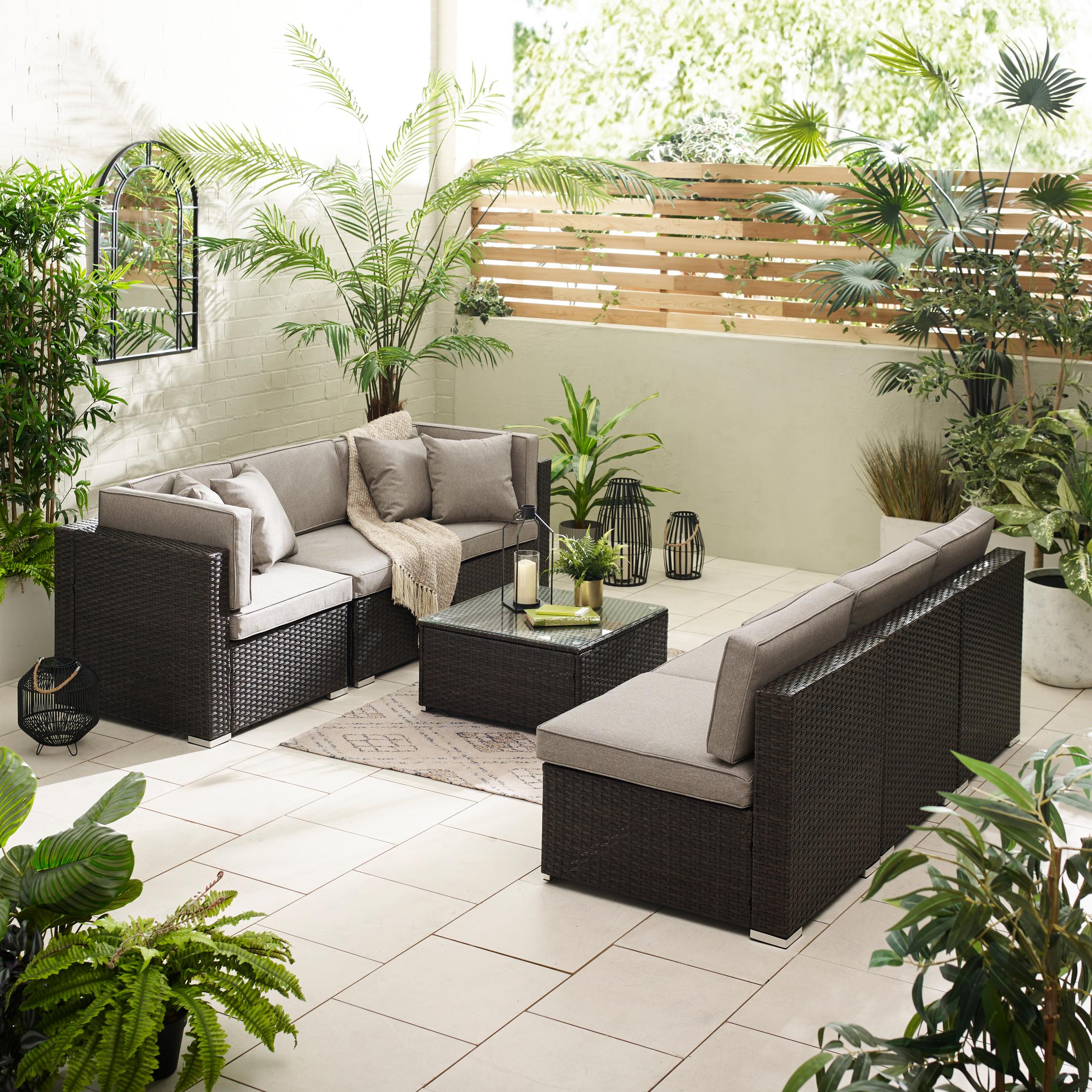 Orlando Brown Rattan & Brown 6 Seat Modular Garden Sofa — image 4