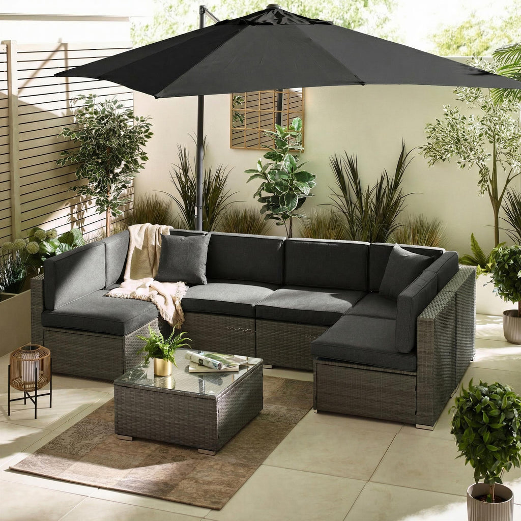 Orlando Grey Rattan & Grey 6 Seat Modular Garden Sofa — image 10