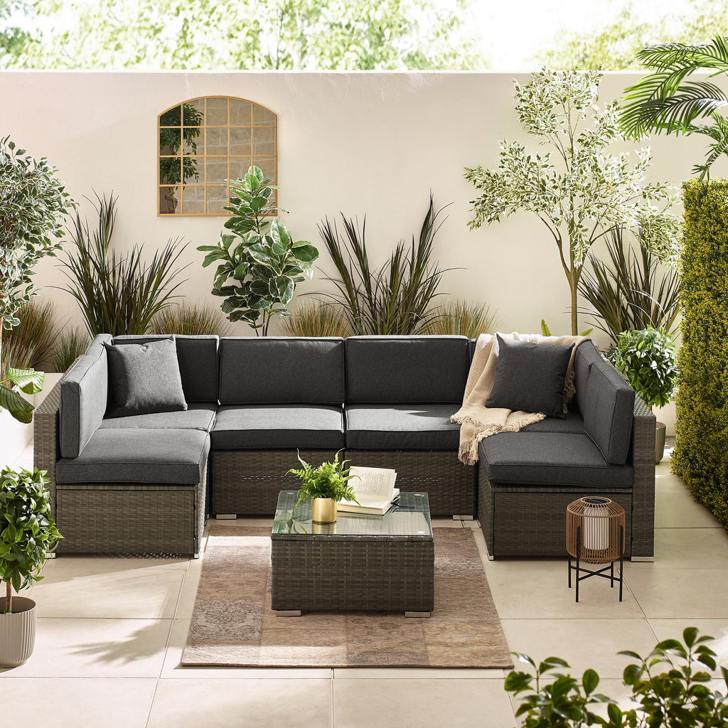 Orlando Grey Rattan & Grey 6 Seat Modular Garden Sofa — image 2