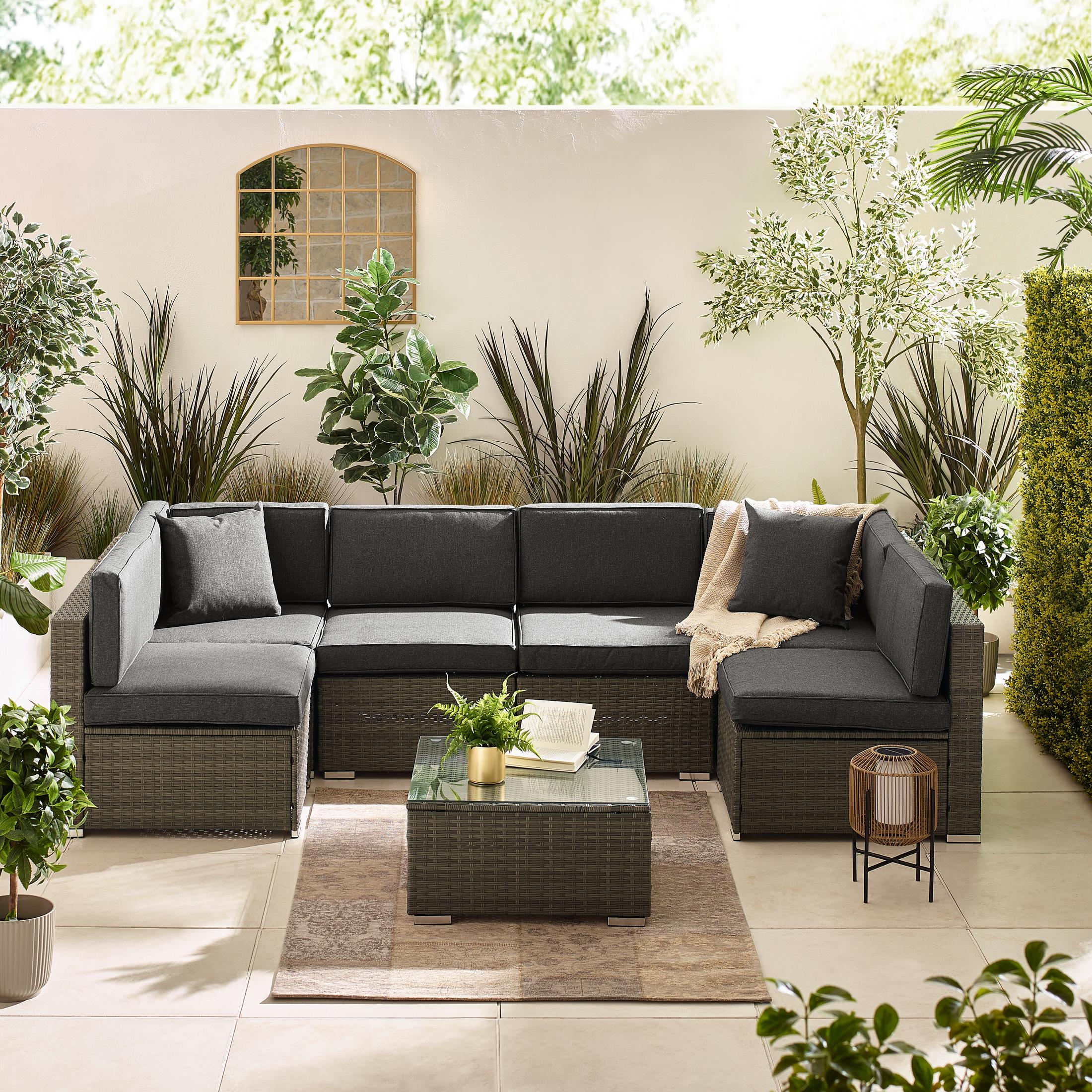 Orlando Grey Rattan & Grey 6 Seat Modular Garden Sofa — image 2