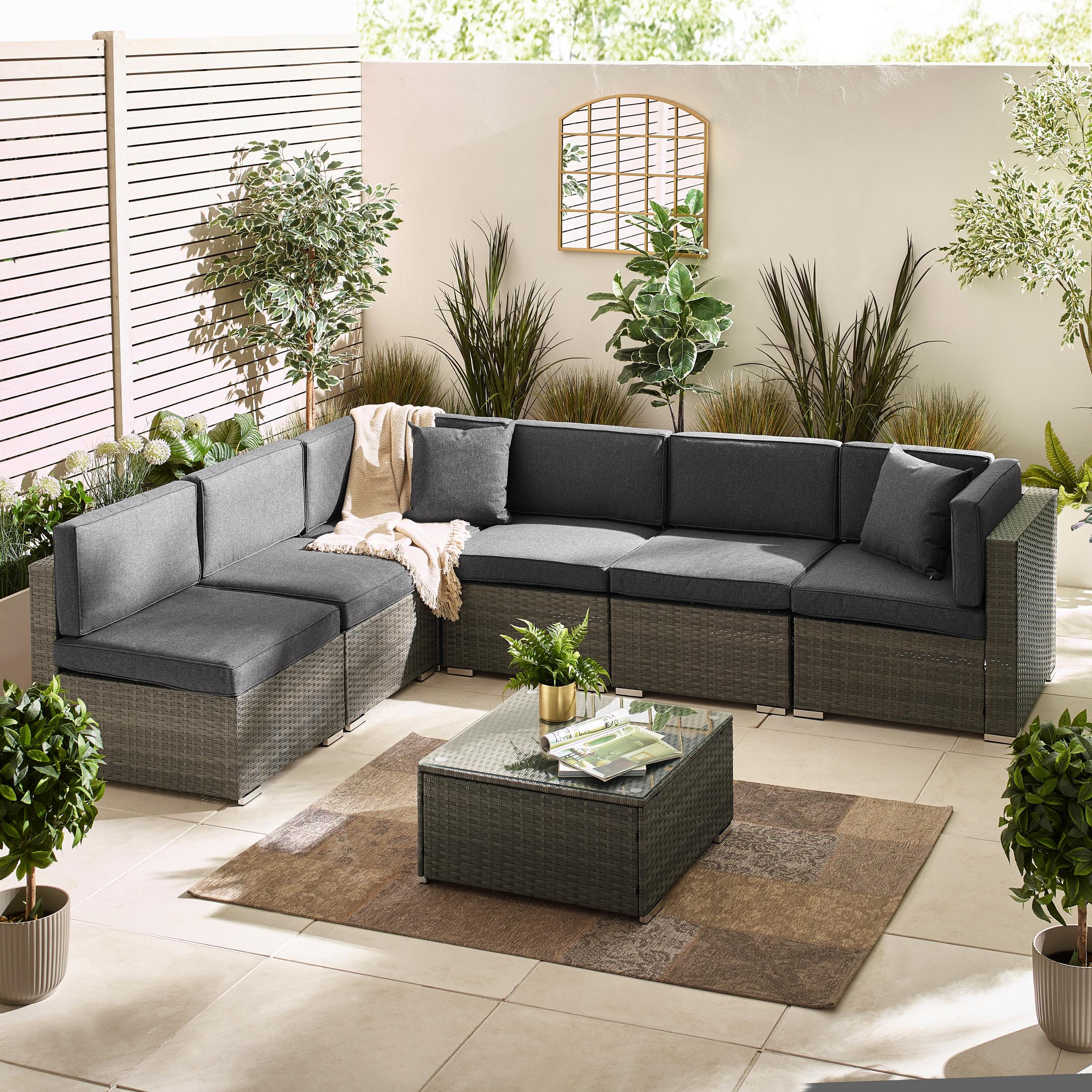 Orlando Grey Rattan & Grey 6 Seat Modular Garden Sofa — image 3