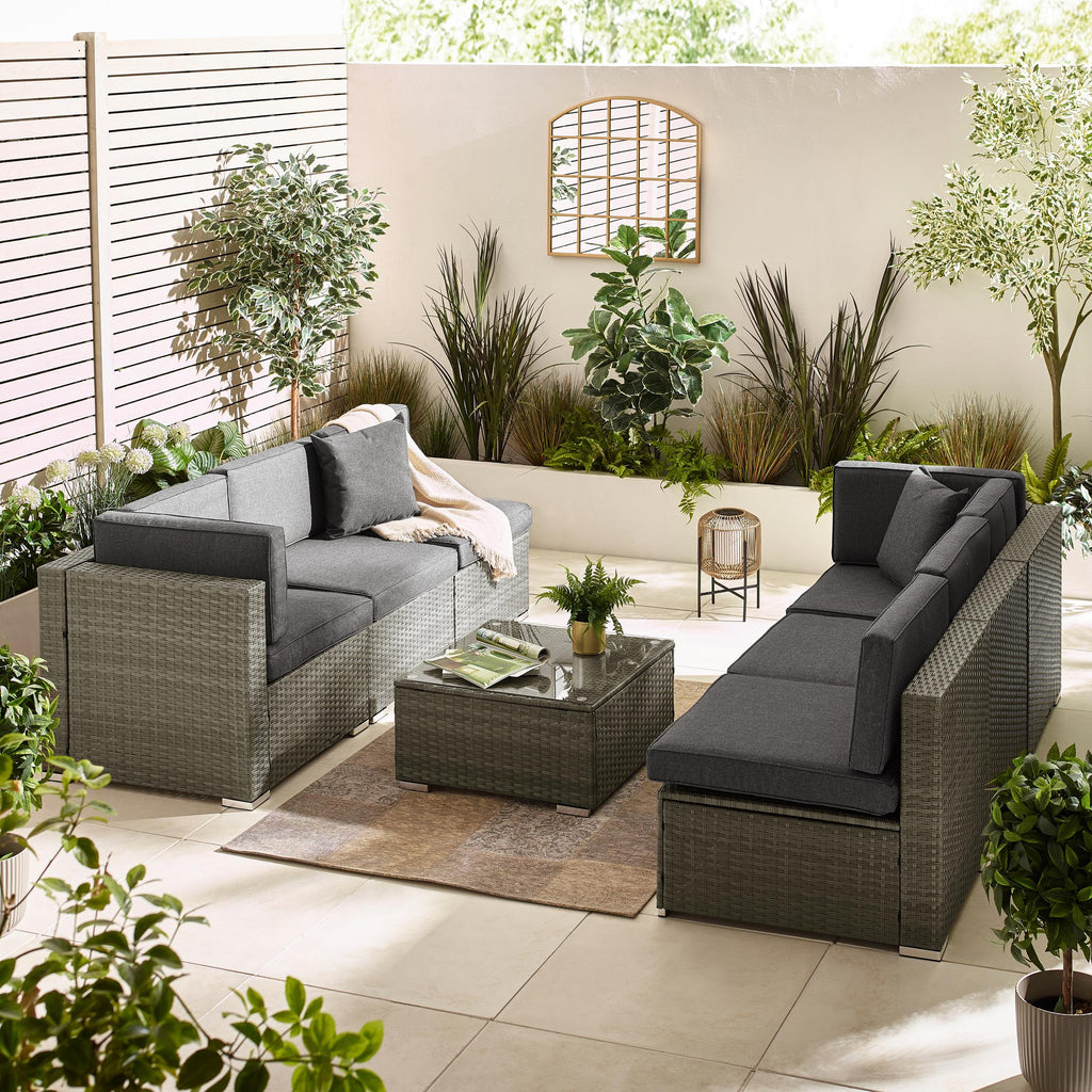 Orlando Grey Rattan & Grey 6 Seat Modular Garden Sofa — image 4