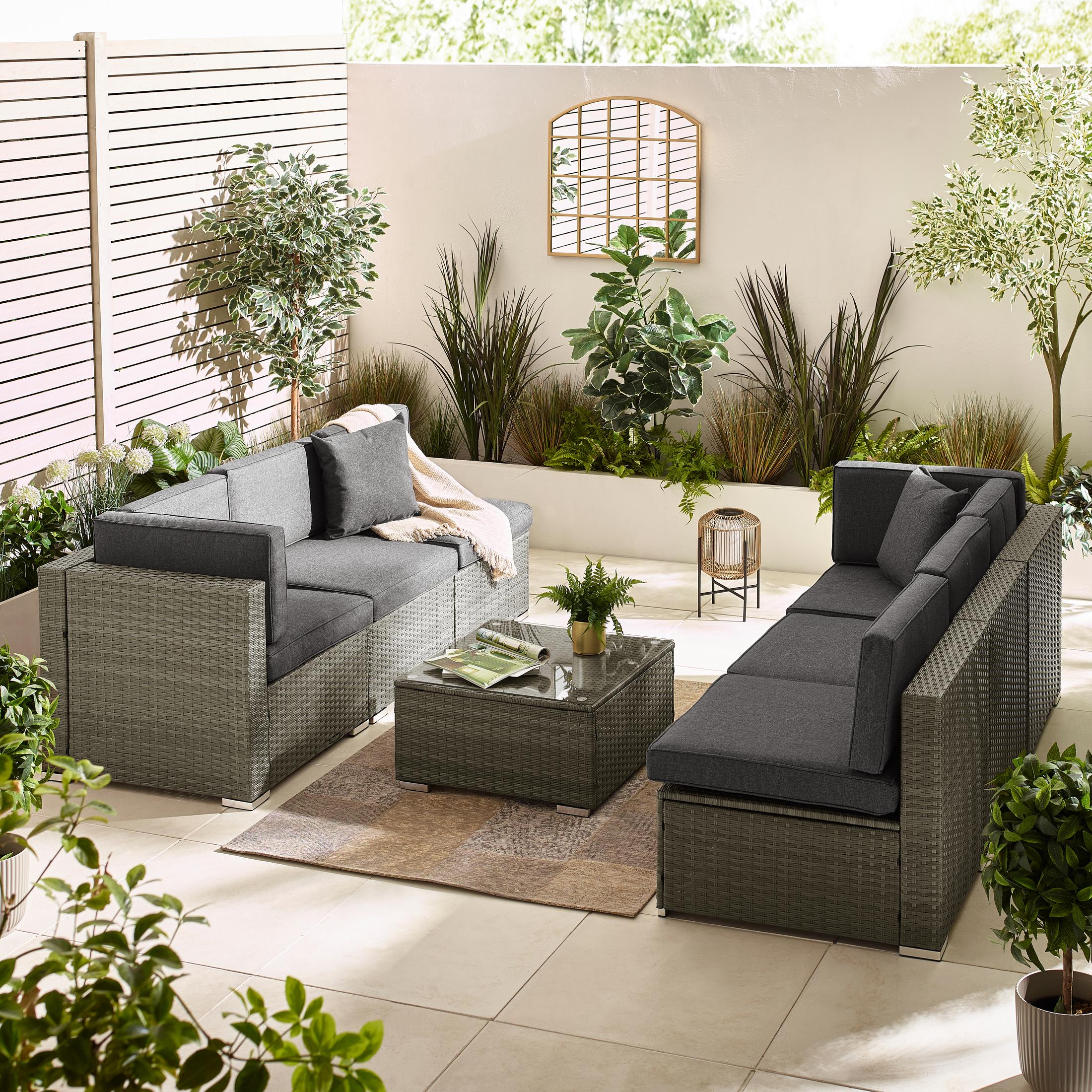 Orlando Grey Rattan & Grey 6 Seat Modular Garden Sofa — image 4
