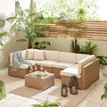 Orlando Beige Rattan & Cream 6 Seat Modular Garden Sofa — image 1