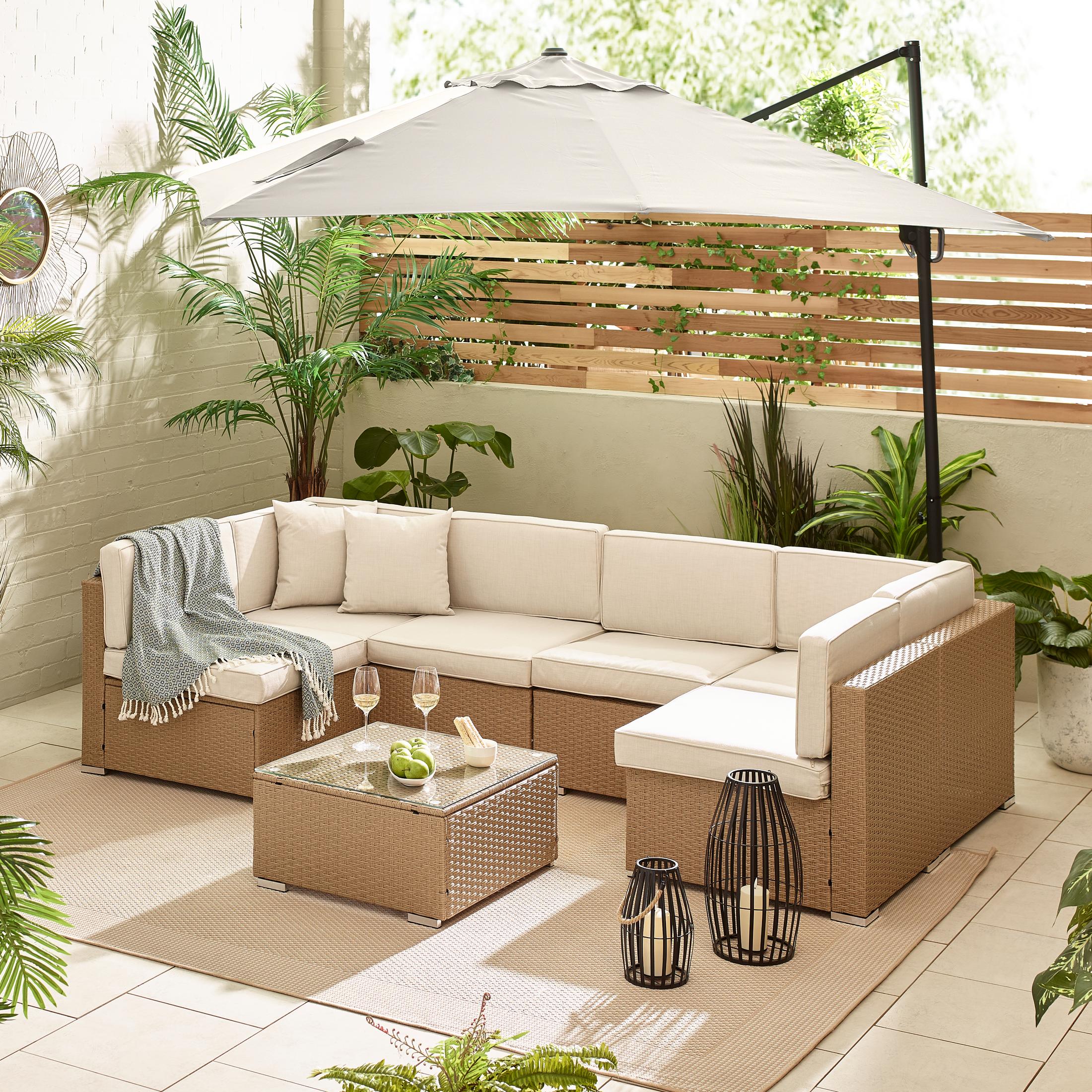 Orlando Beige Rattan & Cream 6 Seat Modular Garden Sofa — image 2