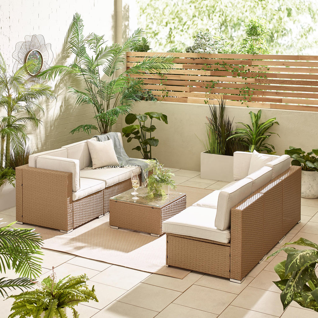 Orlando Beige Rattan & Cream 6 Seat Modular Garden Sofa — image 5