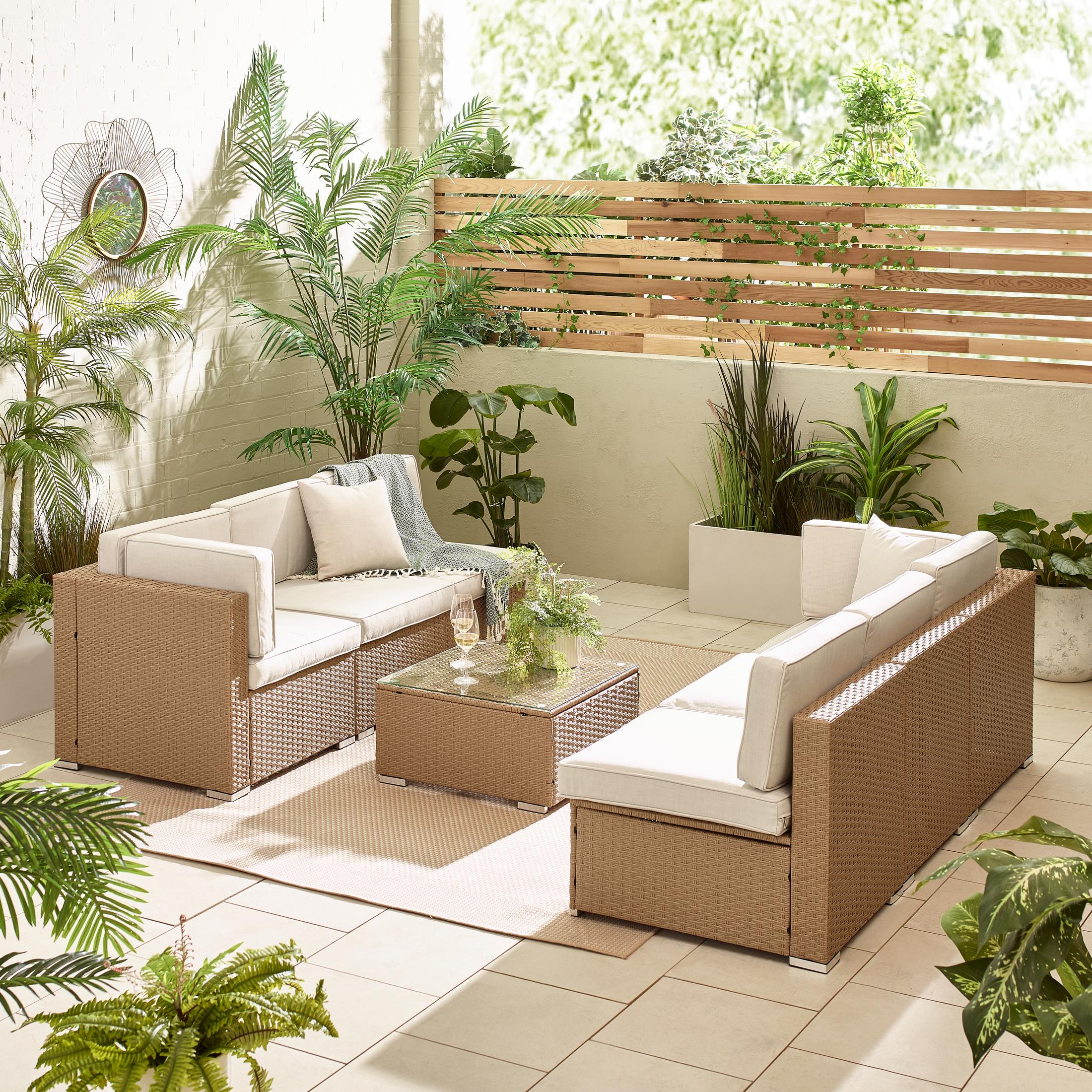 Orlando Beige Rattan & Cream 6 Seat Modular Garden Sofa — image 5