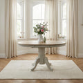 Padstow Round Whitewashed and Light Grey Solid Wood Extending 4-6 Seater Dining Table — image 1