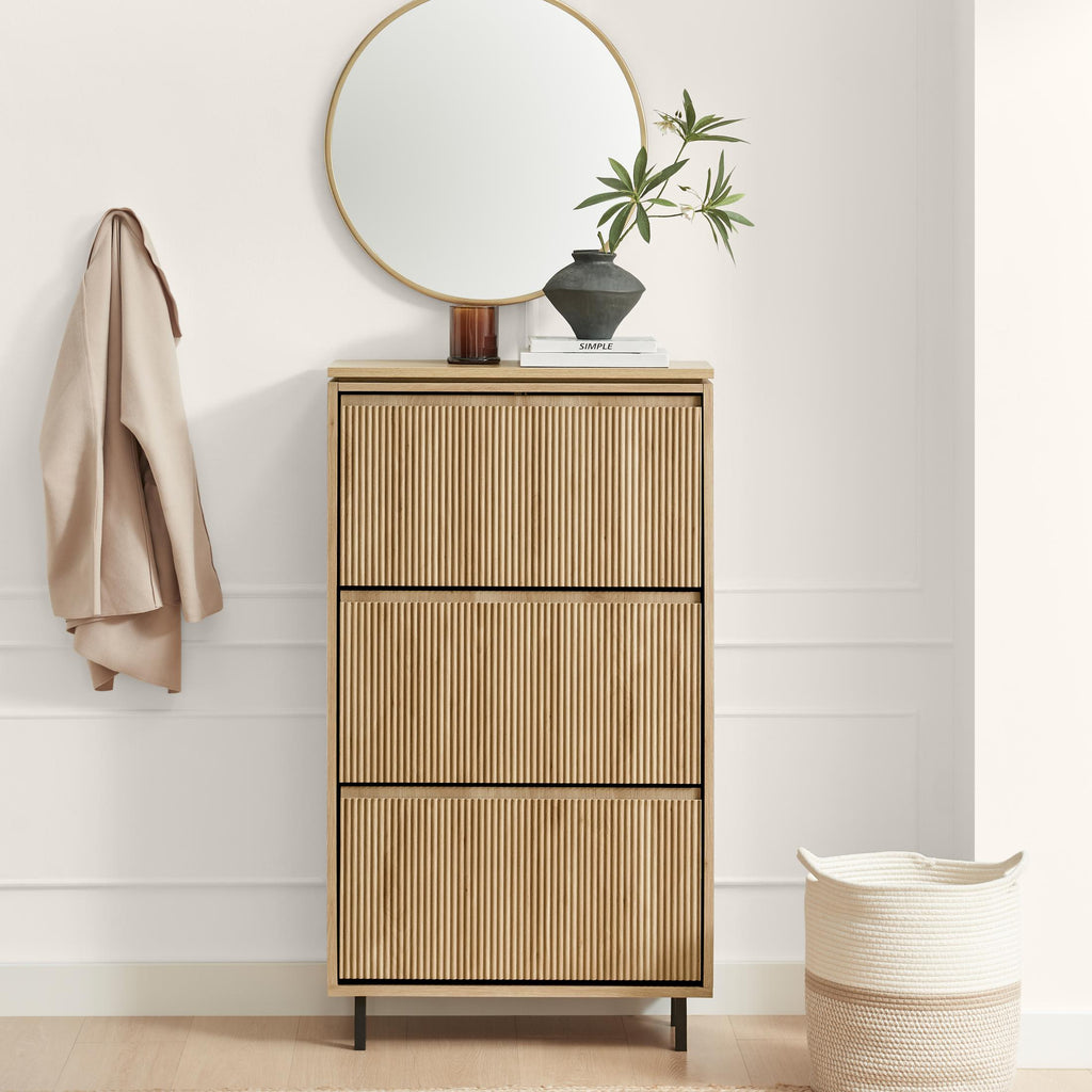 Penrose 3 Door Oak Effect Wood Shoe Storage Cabinet — image 10