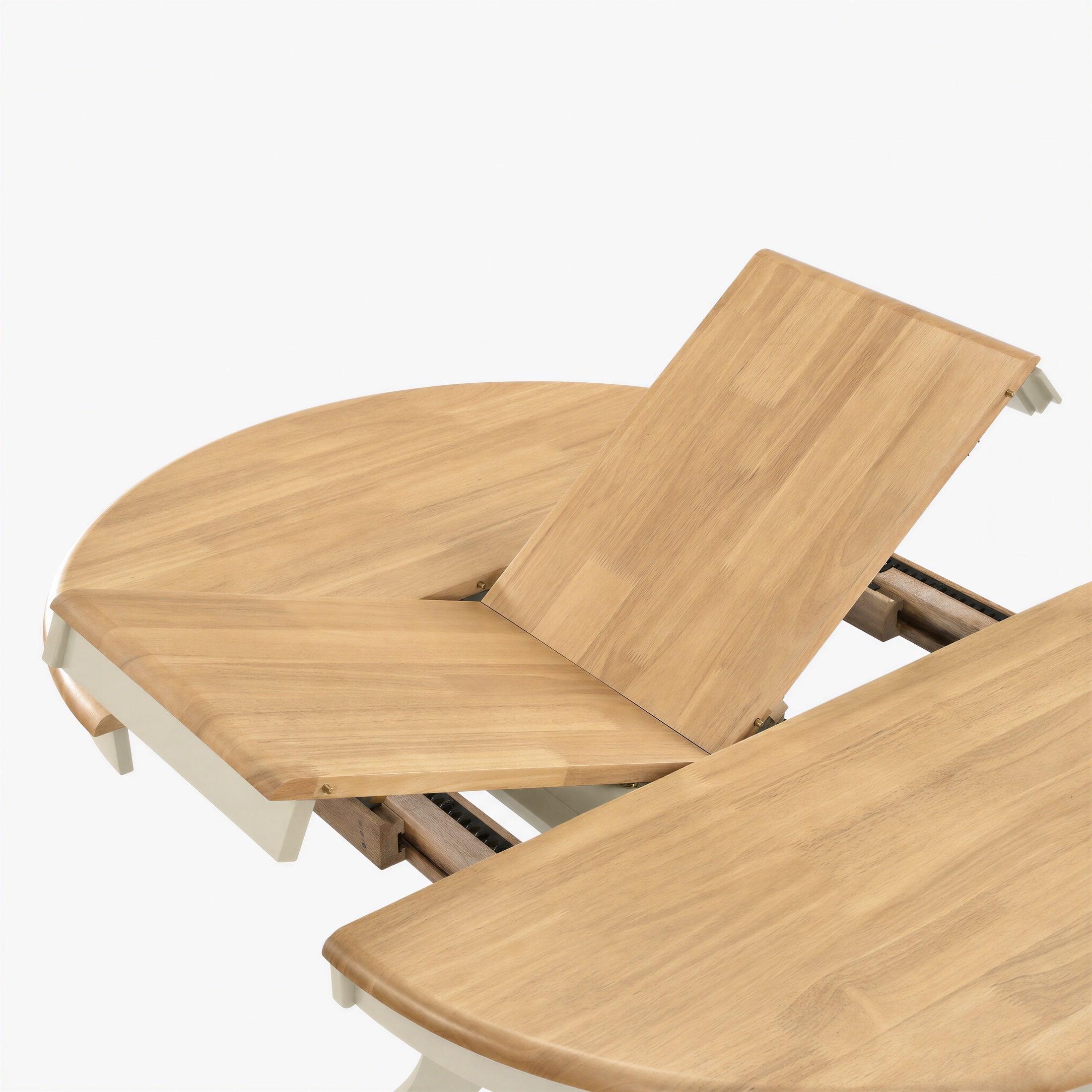 Padstow Round Oak and Cream Solid Wood Extending 4-6 Seater Dining Table — image 6