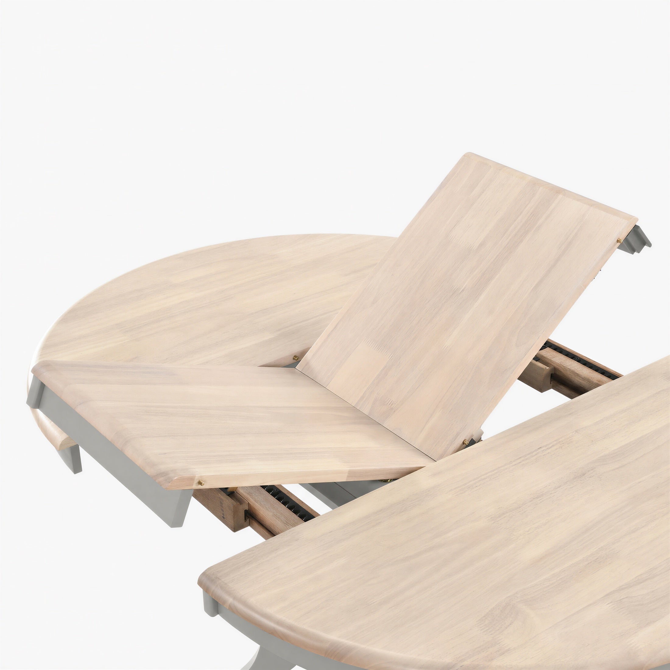 Padstow Round Whitewashed and Light Grey Solid Wood Extending 4-6 Seater Dining Table — image 7