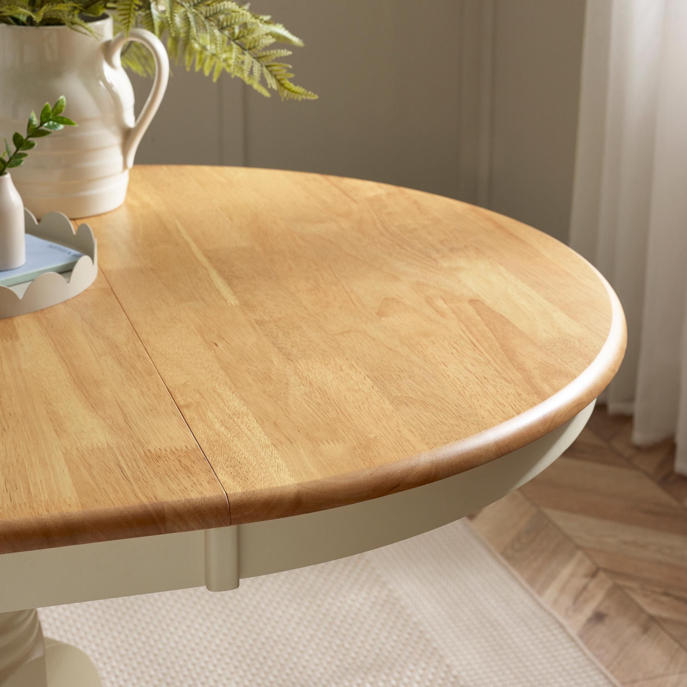 Padstow Round Oak and Cream Solid Wood Extending 4-6 Seater Dining Table — image 4