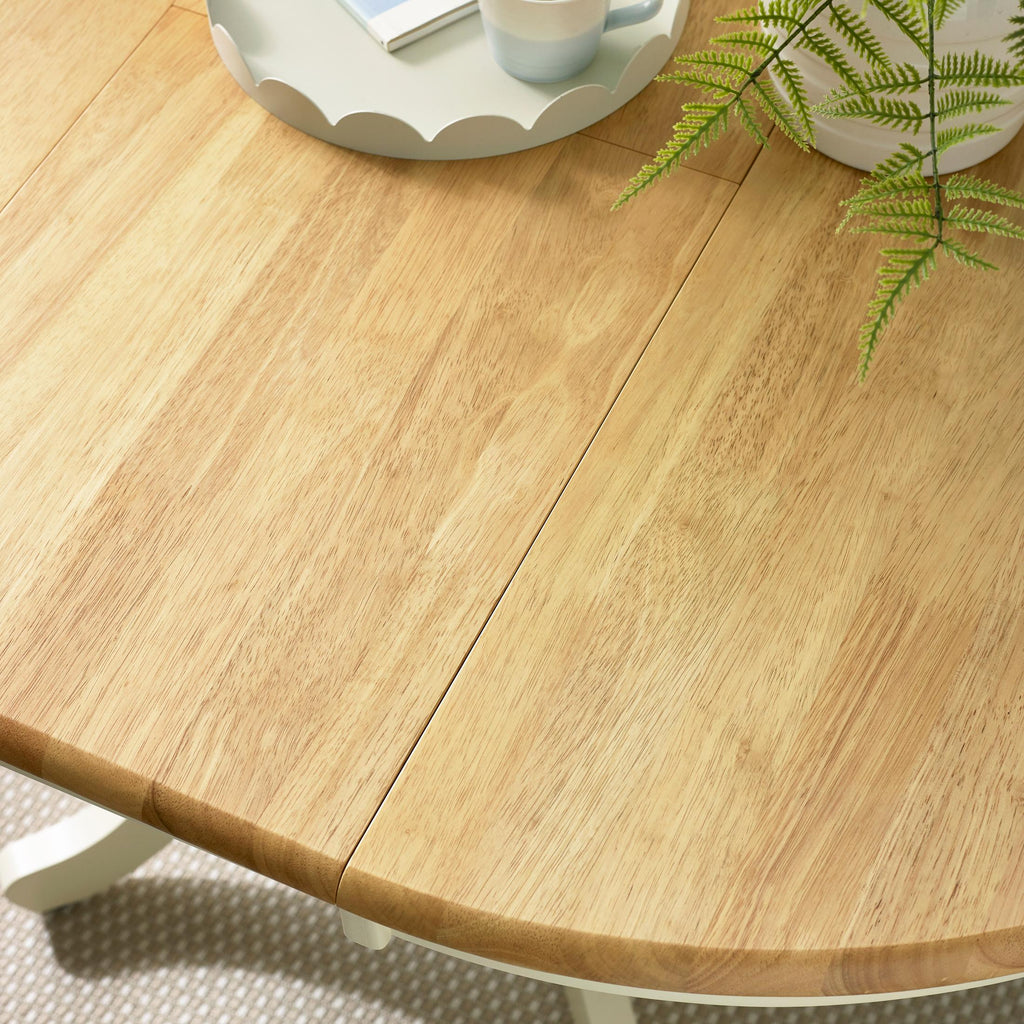 Padstow Round Oak and Cream Solid Wood Extending 4-6 Seater Dining Table — image 10